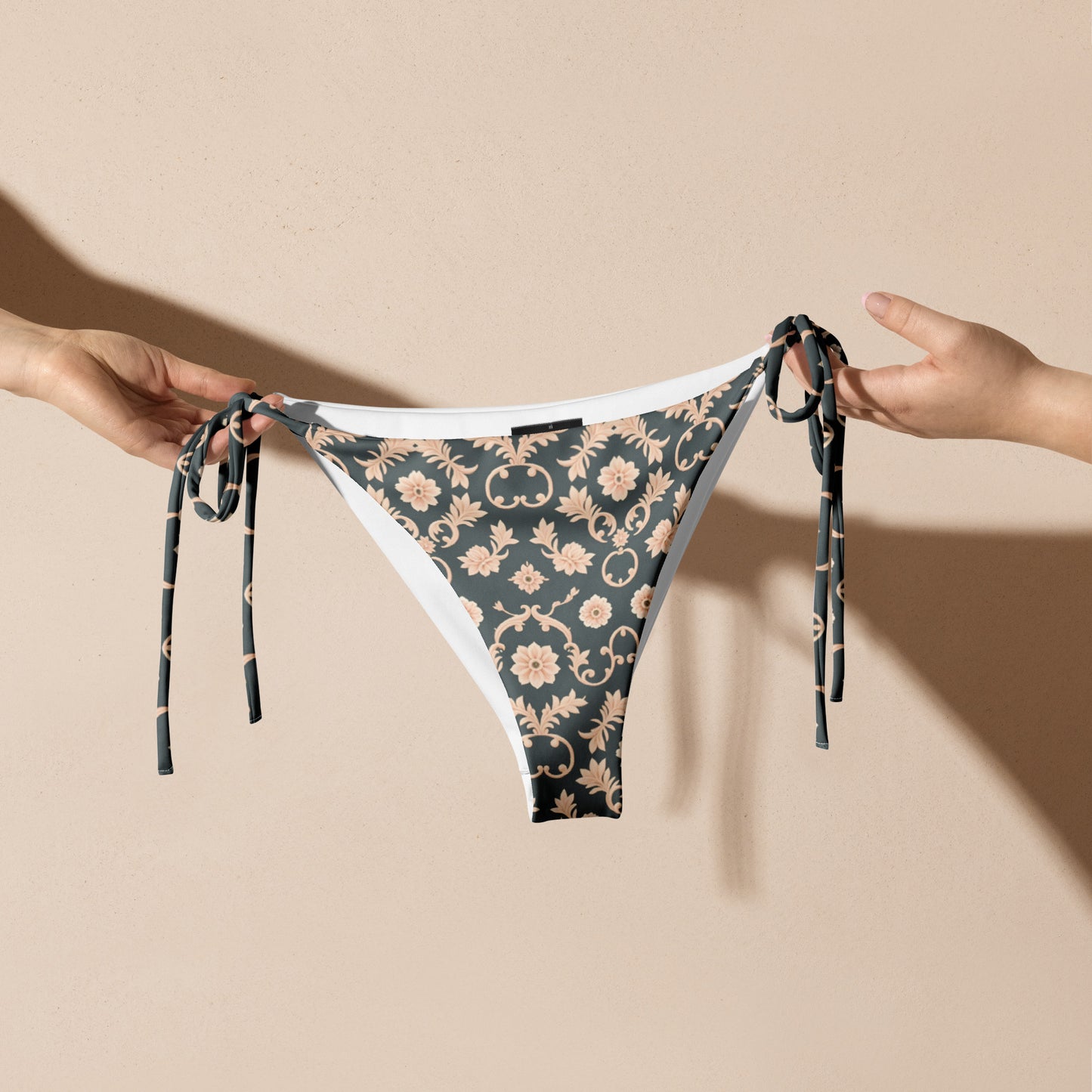 All-over print recycled string bikini bottom