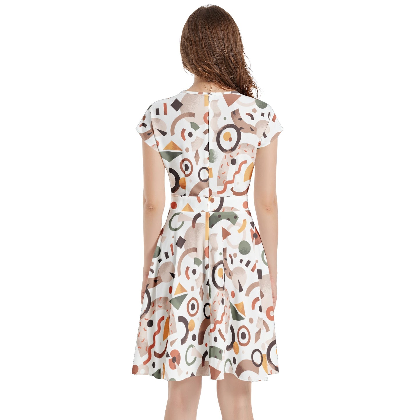 Short Sleeve Casual A-Line Midi Dress