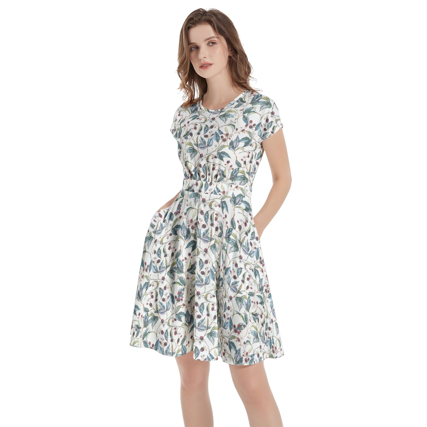 Short Sleeve Casual A-Line Midi Dress