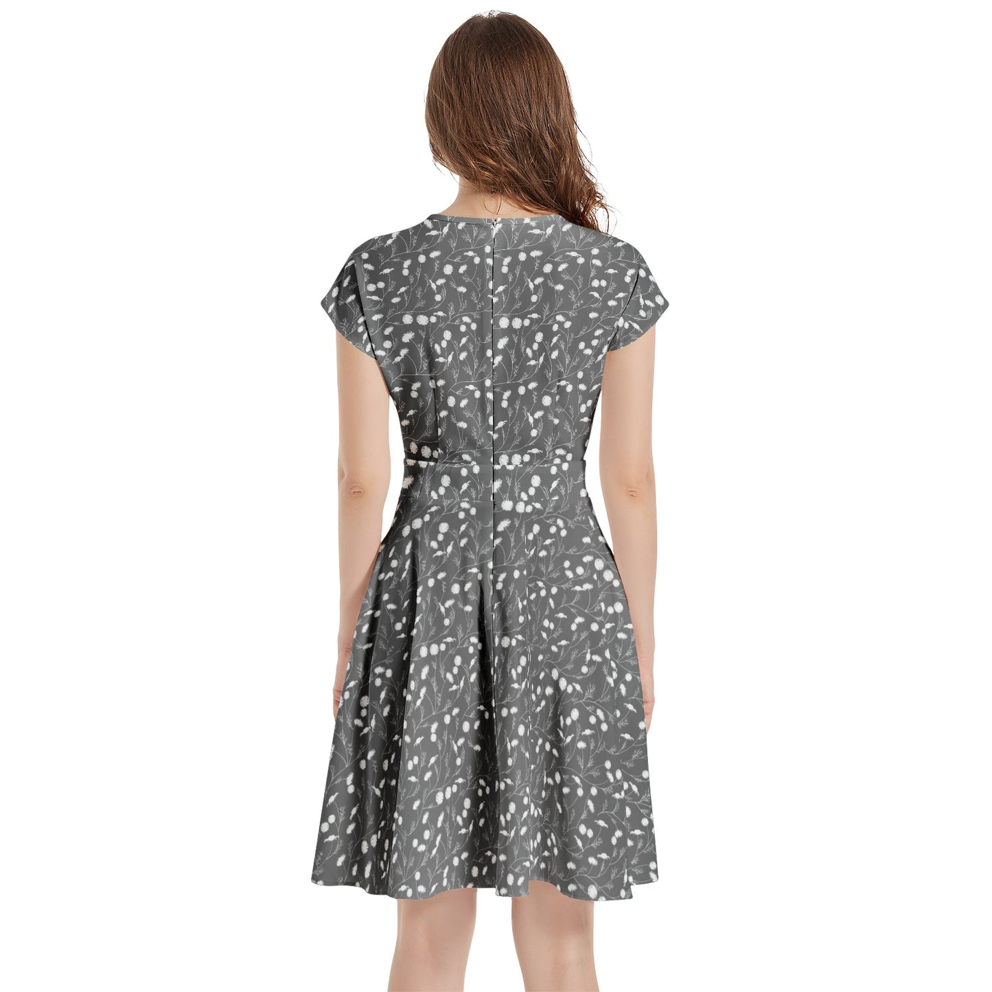 Short Sleeve Casual A-Line Midi Dress