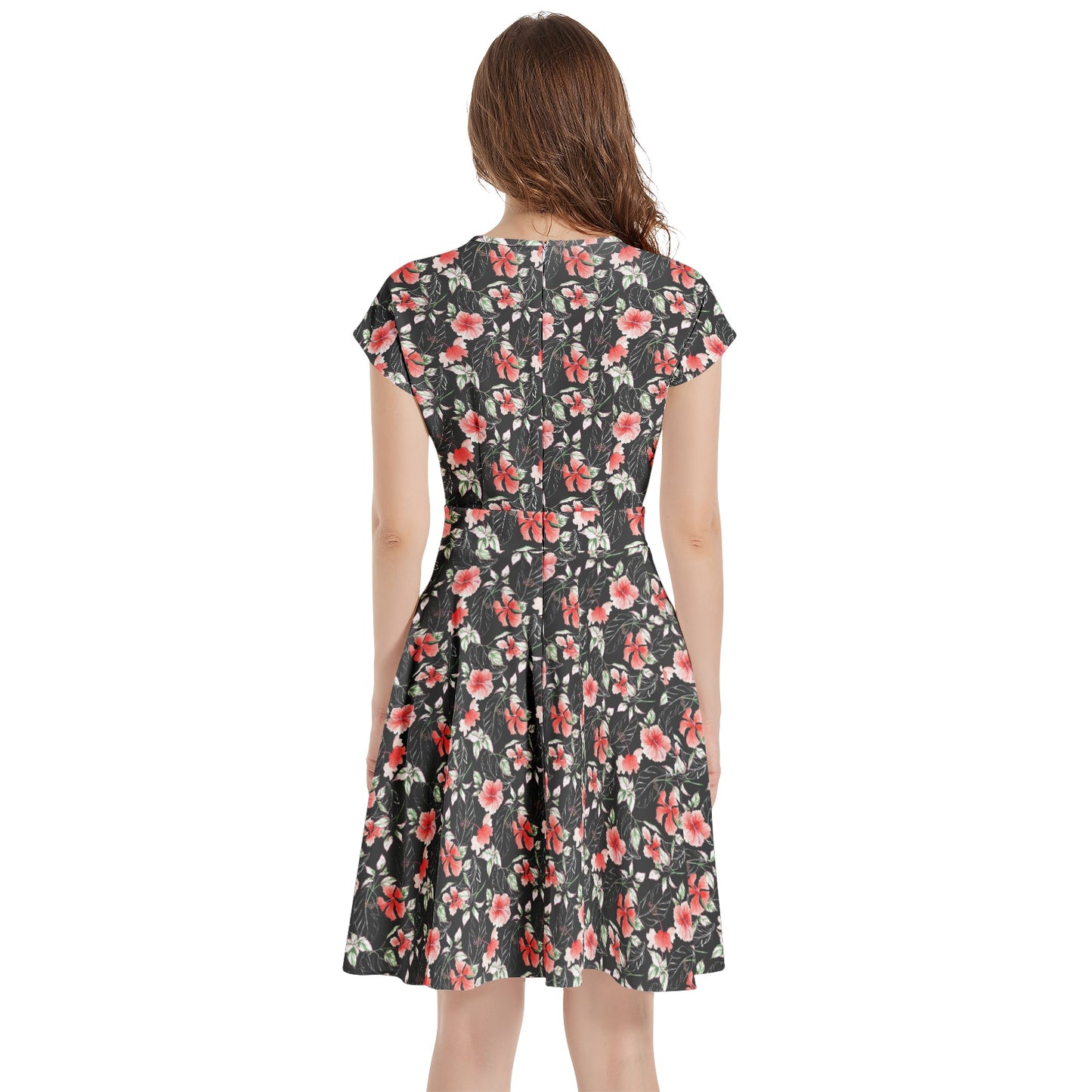 Short Sleeve Casual A-Line Midi Dress