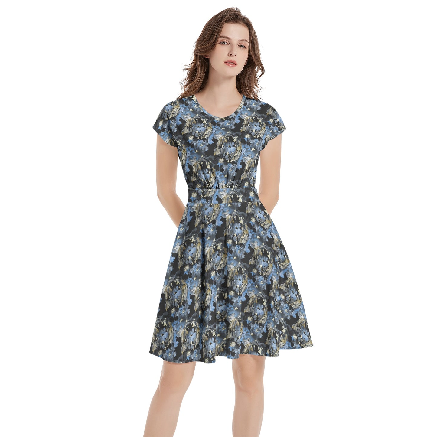 Short Sleeve Casual A-Line Midi Dress