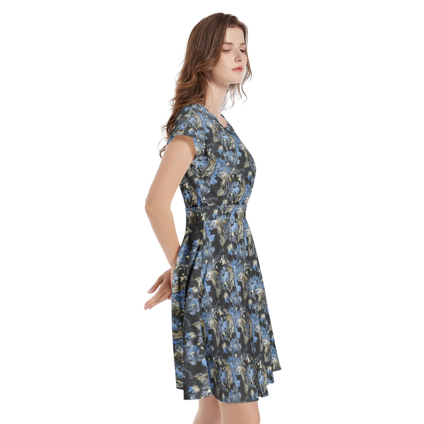 Short Sleeve Casual A-Line Midi Dress