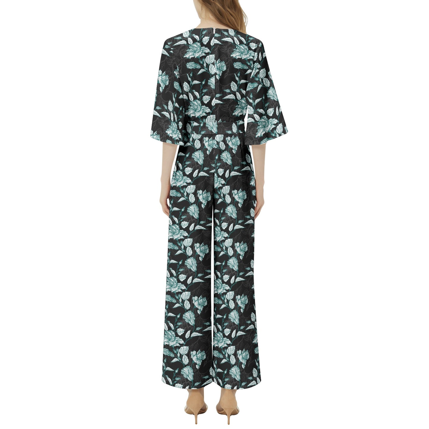 Dolman Sleeve Belted Wide Leg Jumpsuit