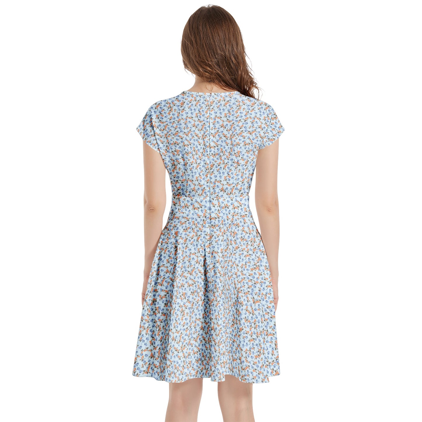 Short Sleeve Casual A-Line Midi Dress