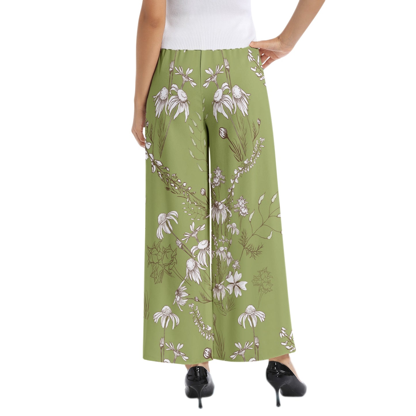 Elastic Waist Wide Leg Pant