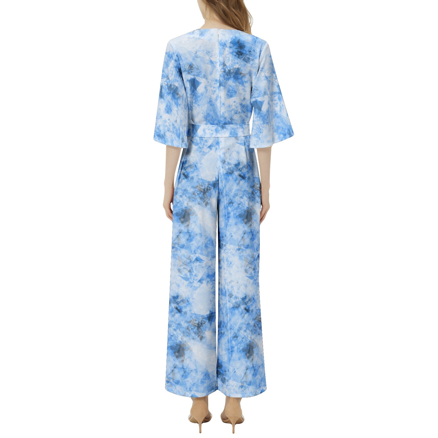 Dolman Sleeve Belted Wide Leg Jumpsuit