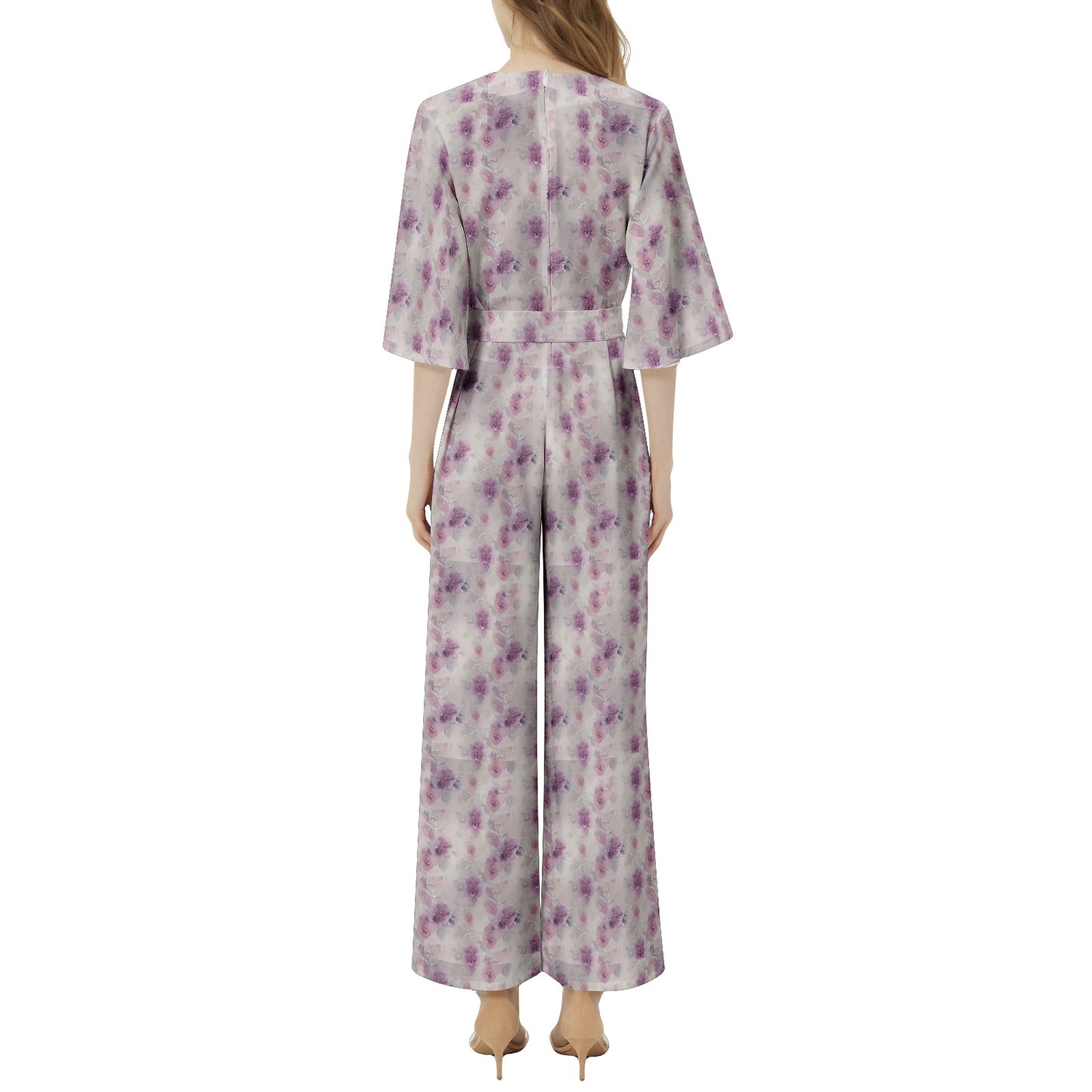 Dolman Sleeve Belted Wide Leg Jumpsuit