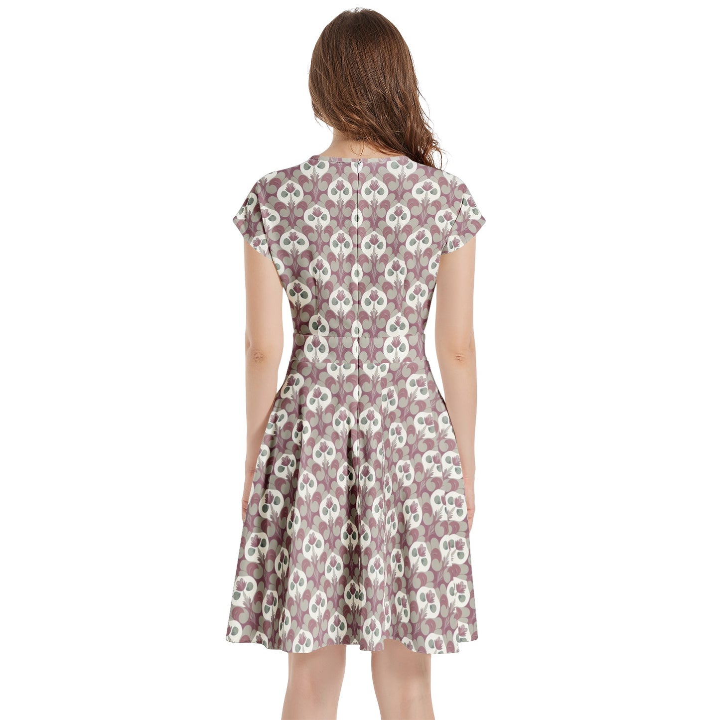 Short Sleeve Casual A-Line Midi Dress