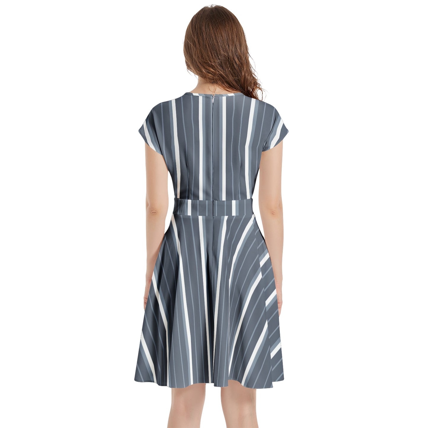 Short Sleeve Casual A-Line Midi Dress