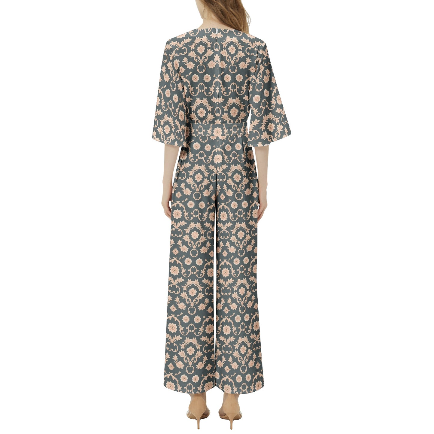 Dolman Sleeve Belted Wide Leg Jumpsuit