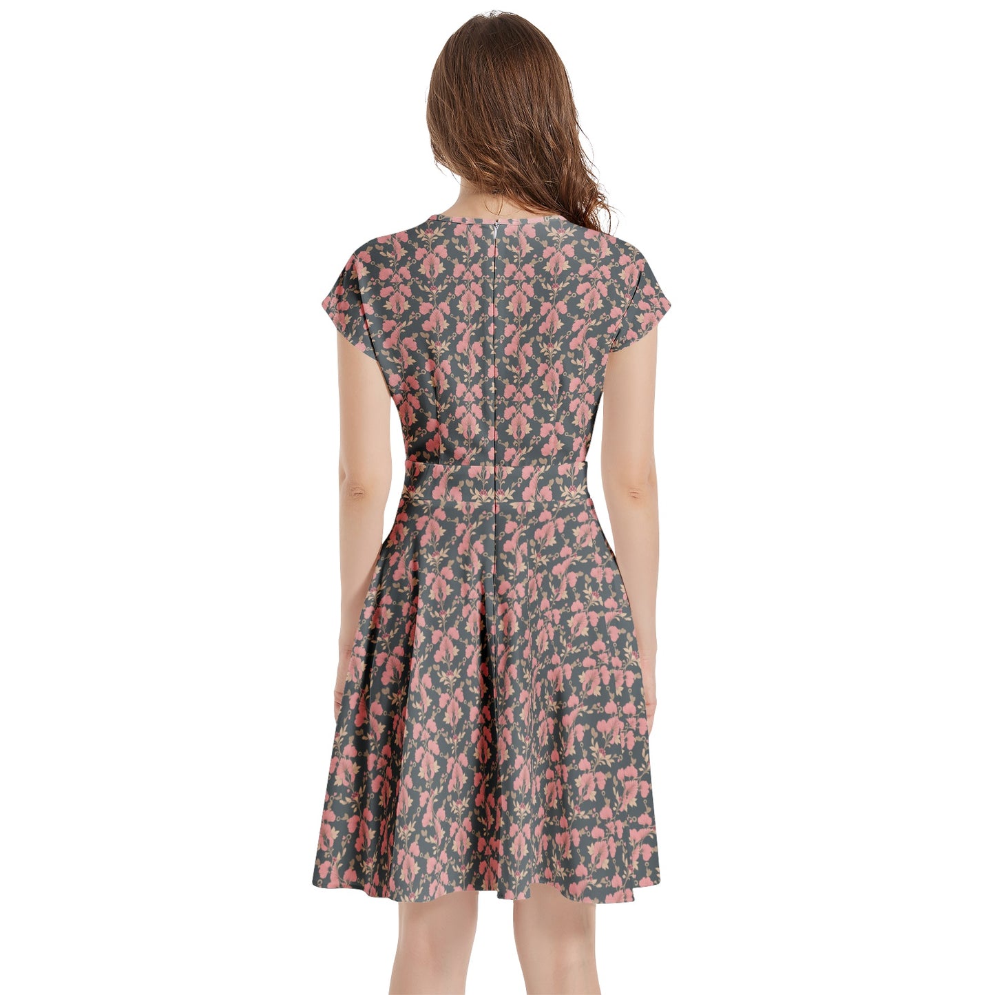 Short Sleeve Casual A-Line Midi Dress