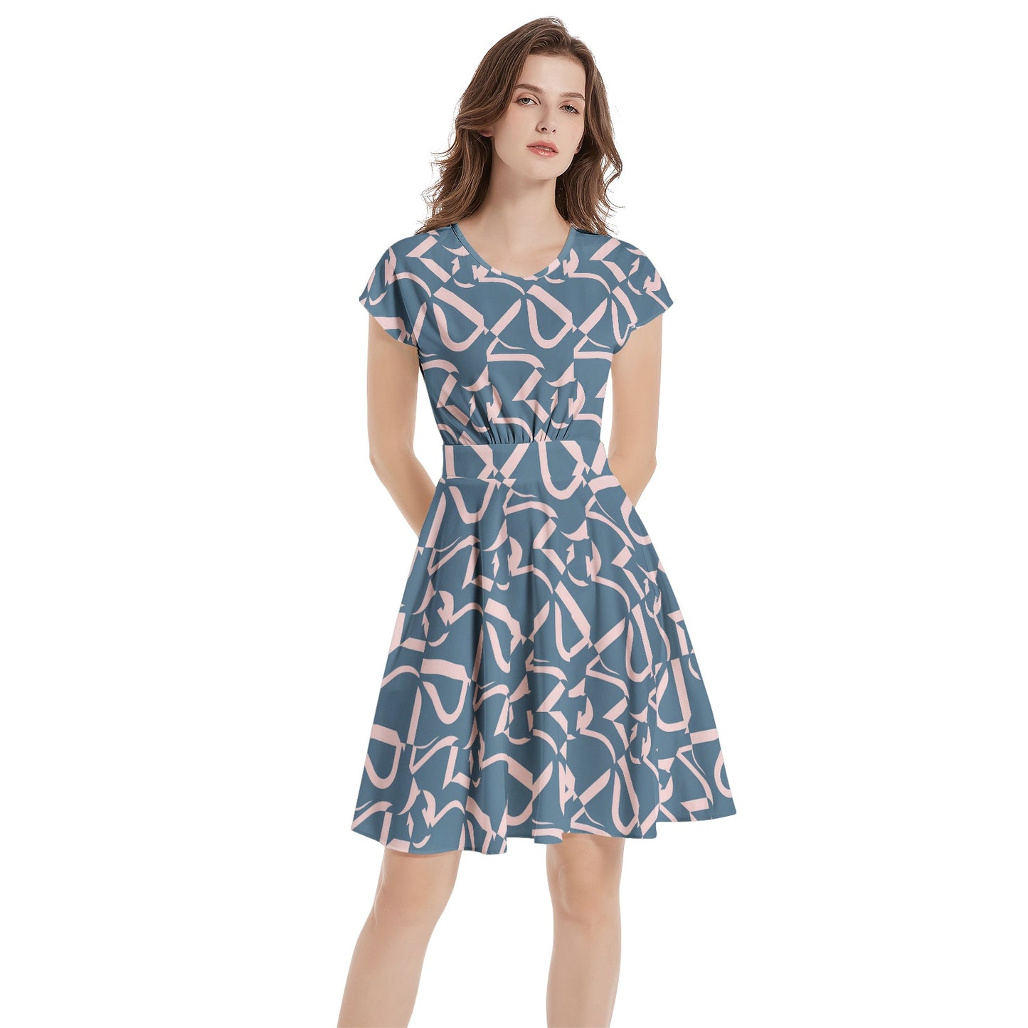Short Sleeve Casual A-Line Midi Dress
