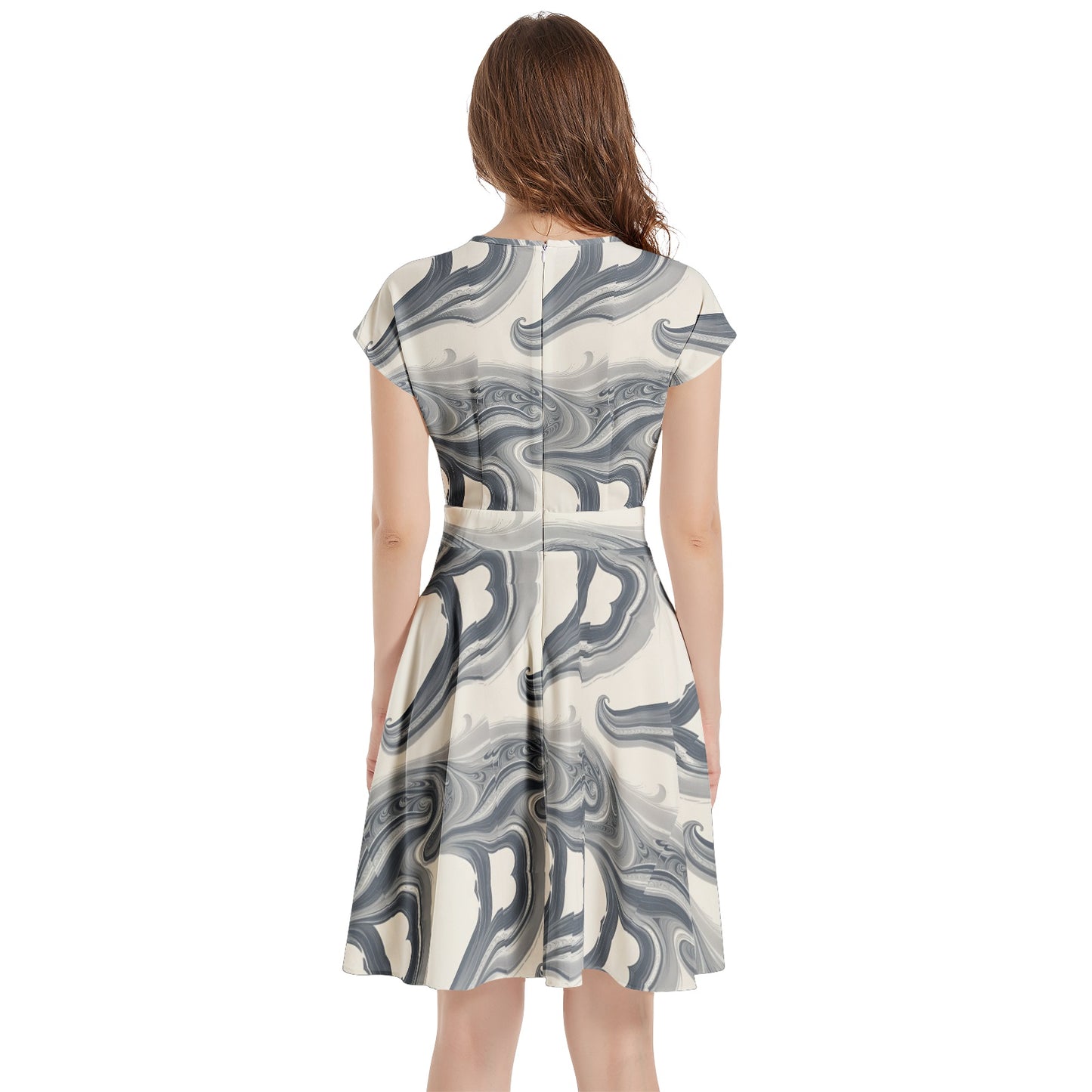 Short Sleeve Casual A-Line Midi Dress