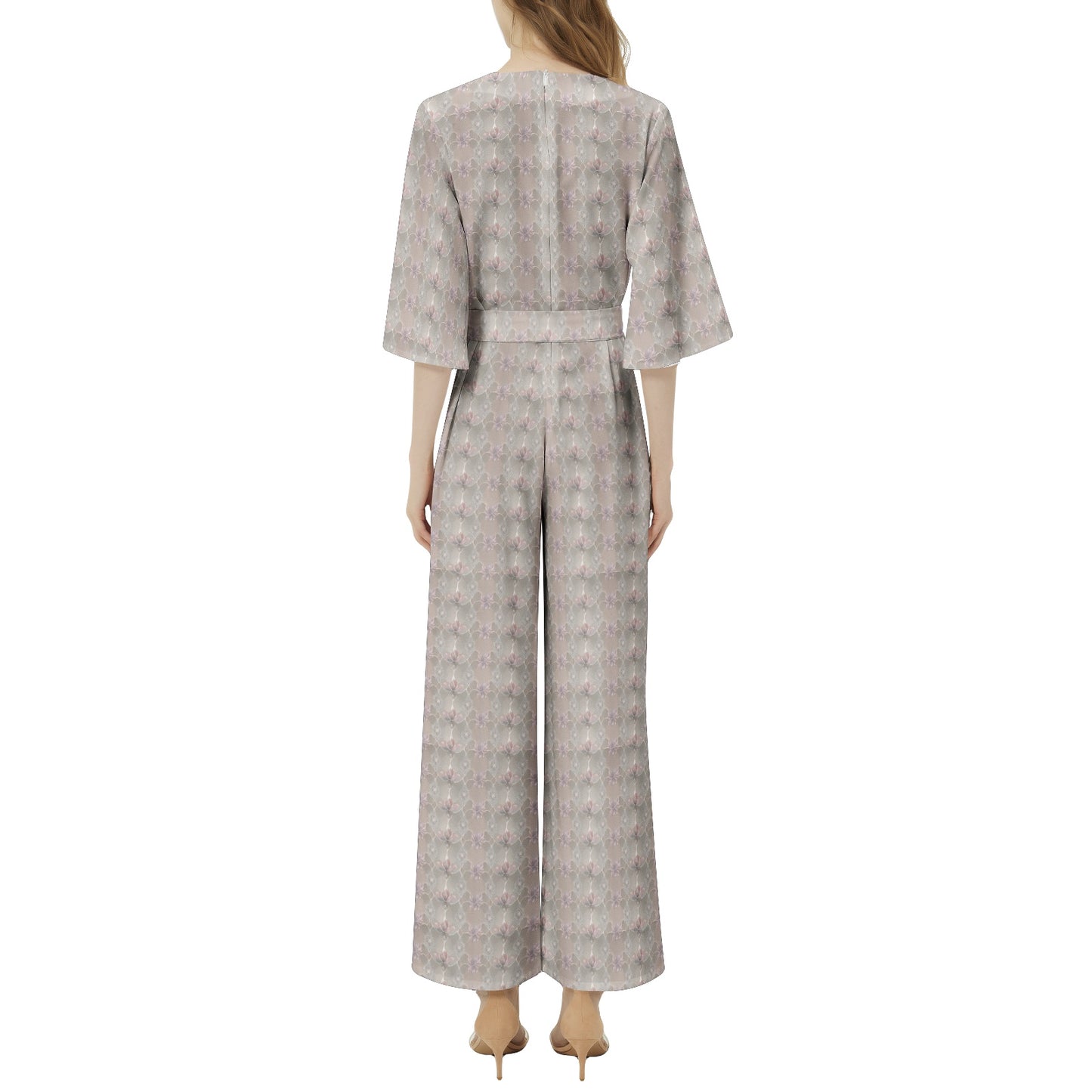 Dolman Sleeve Belted Wide Leg Jumpsuit