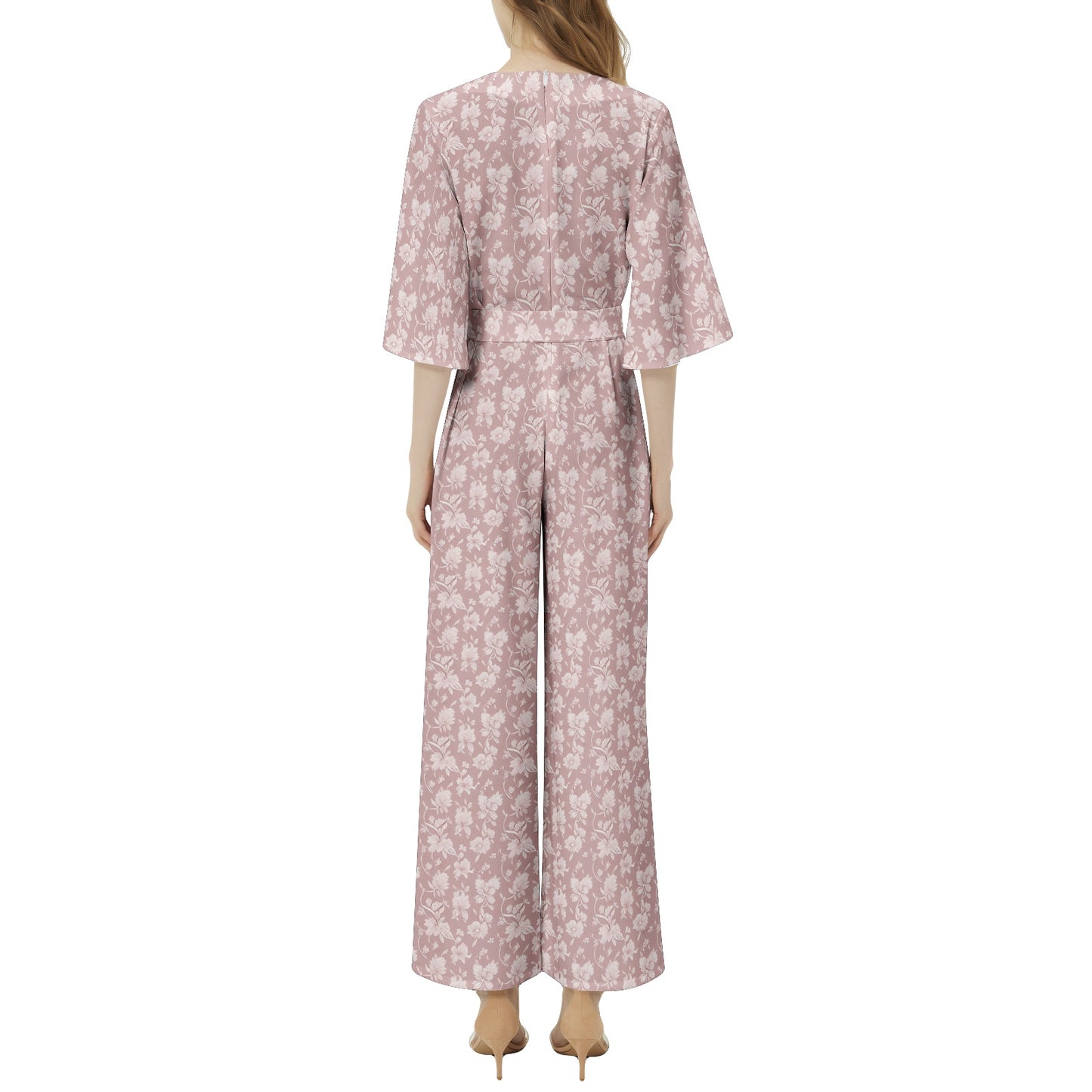 Dolman Sleeve Belted Wide Leg Jumpsuit