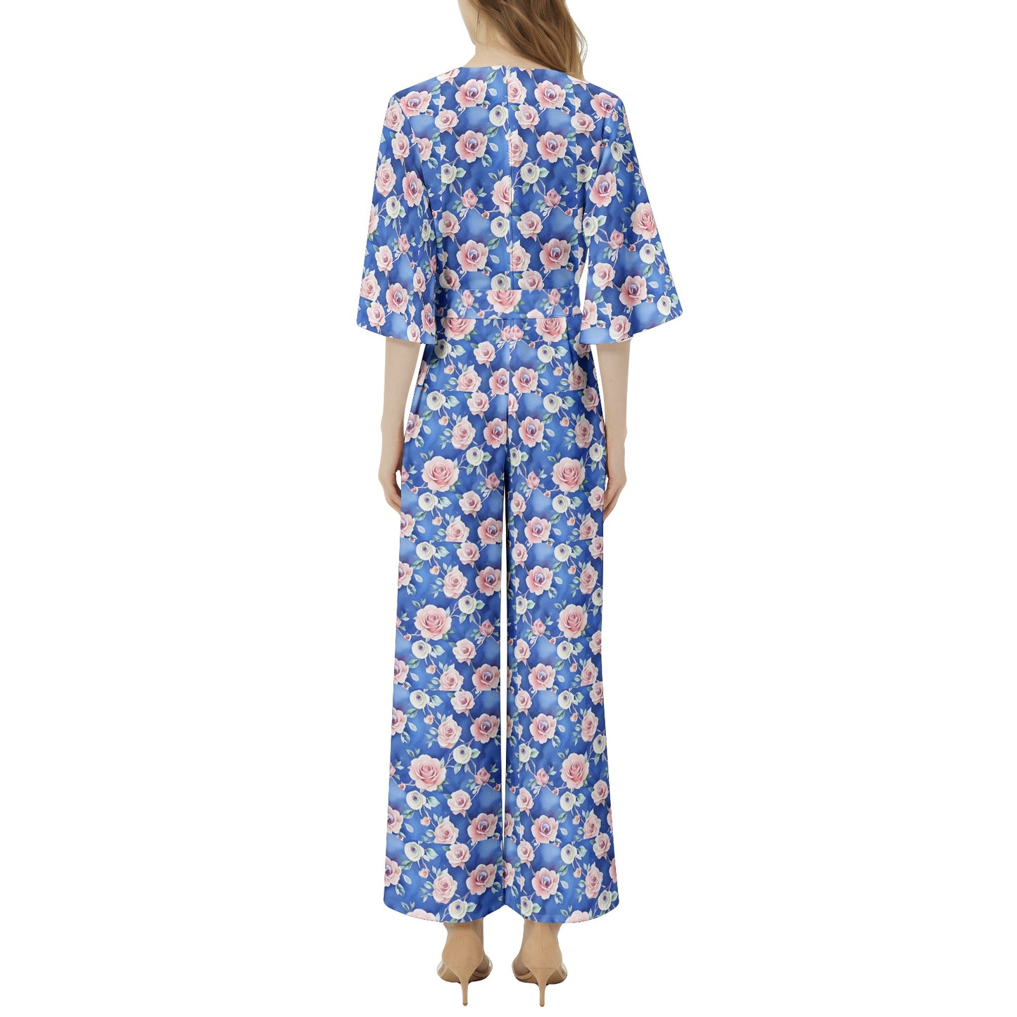 Dolman Sleeve Belted Wide Leg Jumpsuit