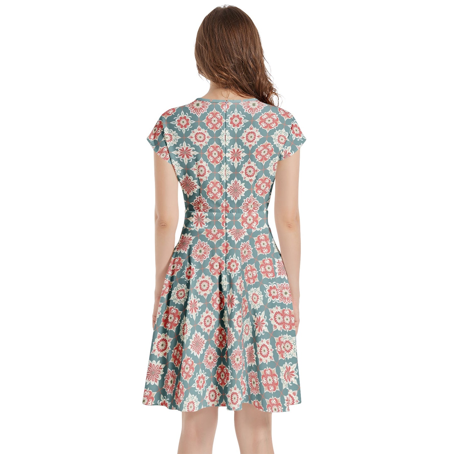 Short Sleeve Casual A-Line Midi Dress