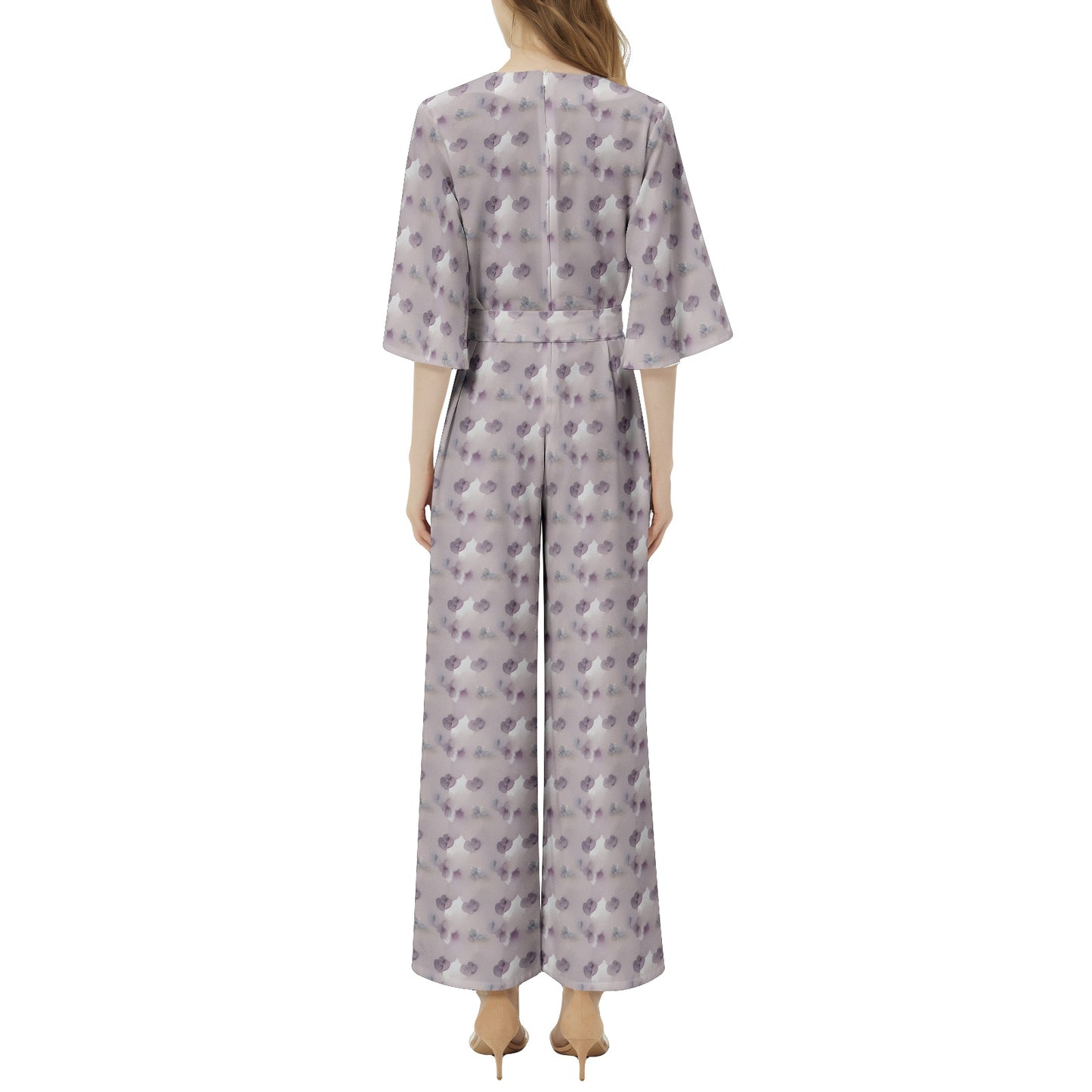 Dolman Sleeve Belted Wide Leg Jumpsuit