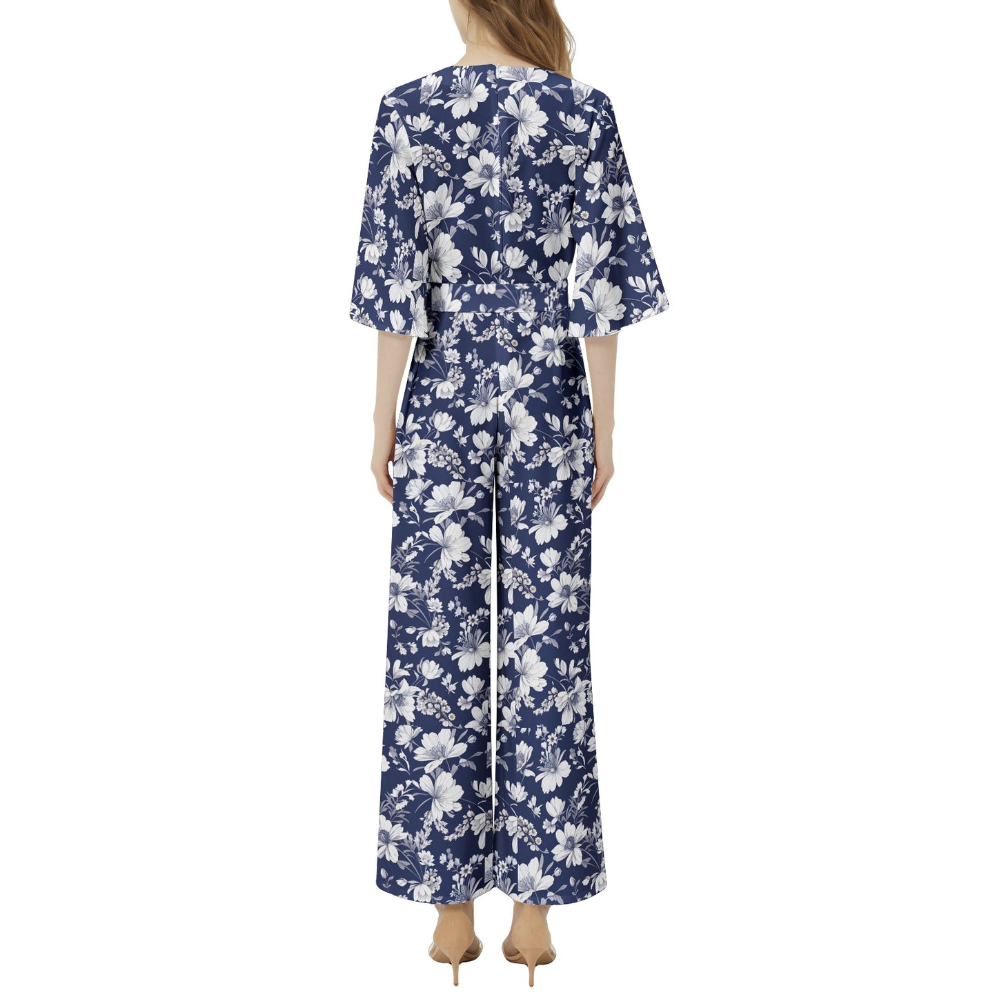 Dolman Sleeve Belted Wide Leg Jumpsuit