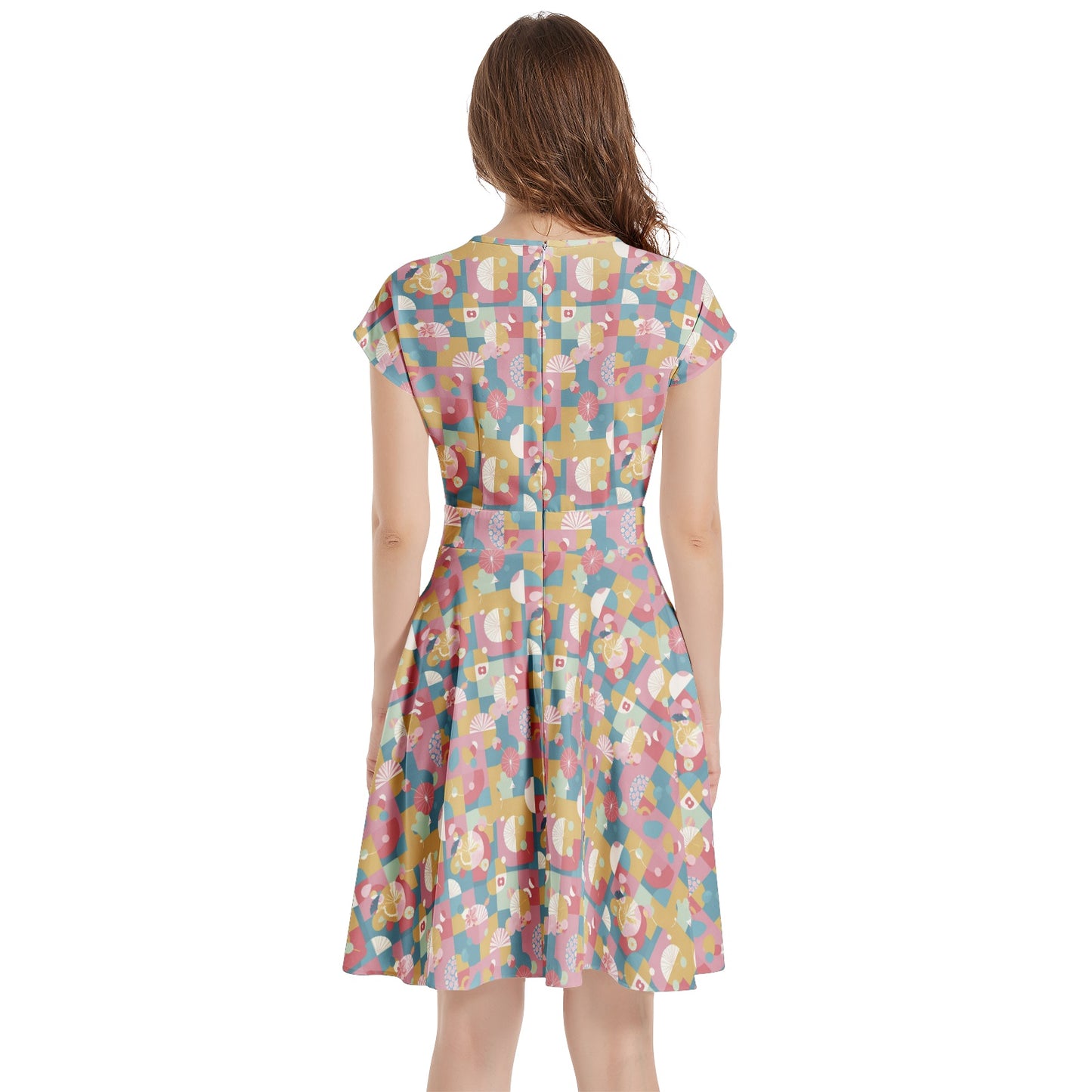 Short Sleeve Casual A-Line Midi Dress