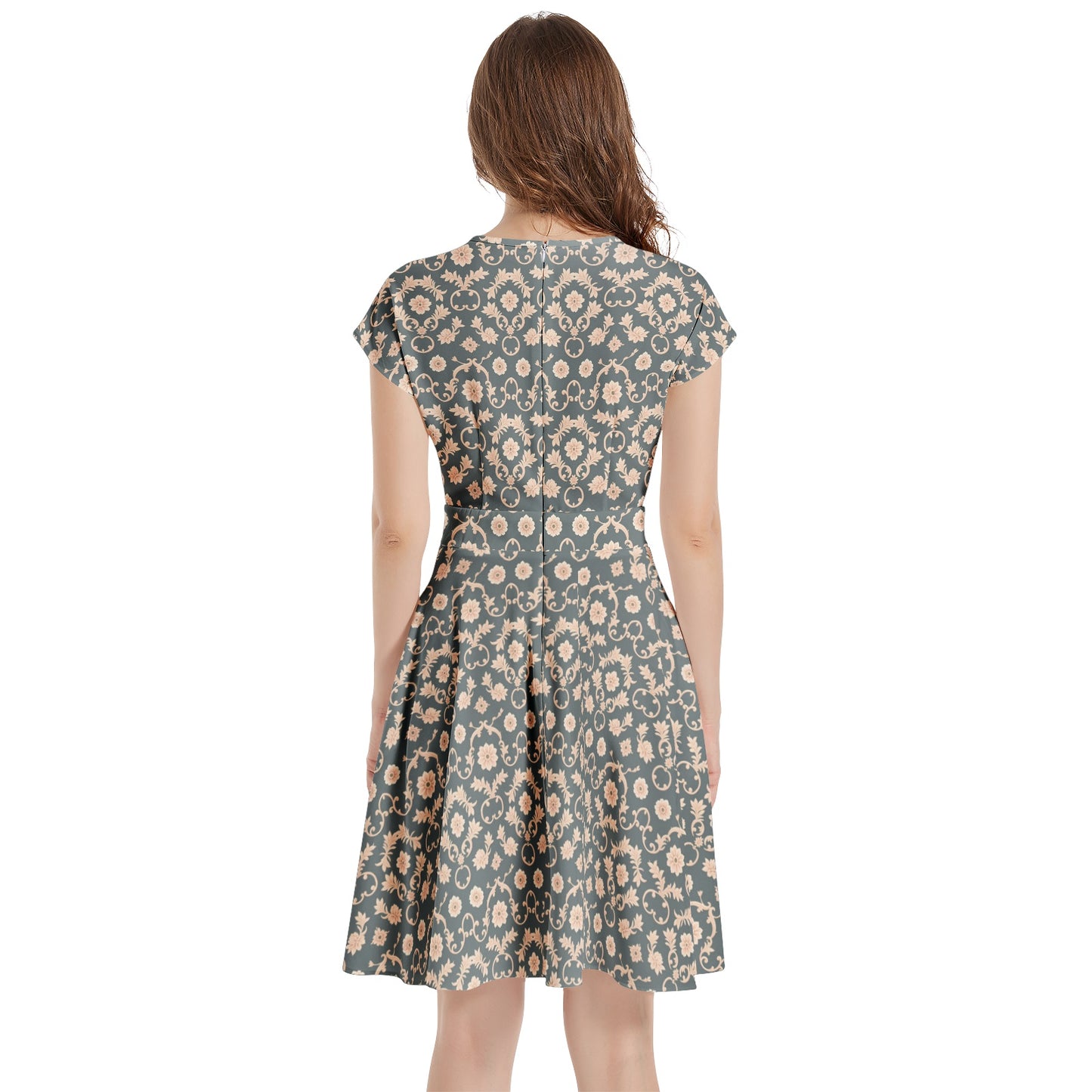 Short Sleeve Casual A-Line Midi Dress
