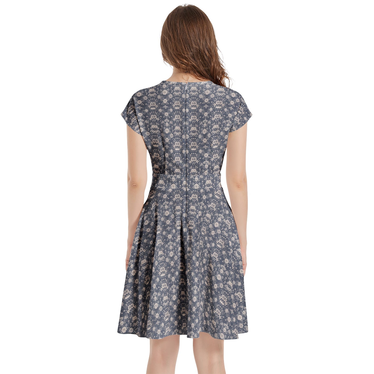 Short Sleeve Casual A-Line Midi Dress