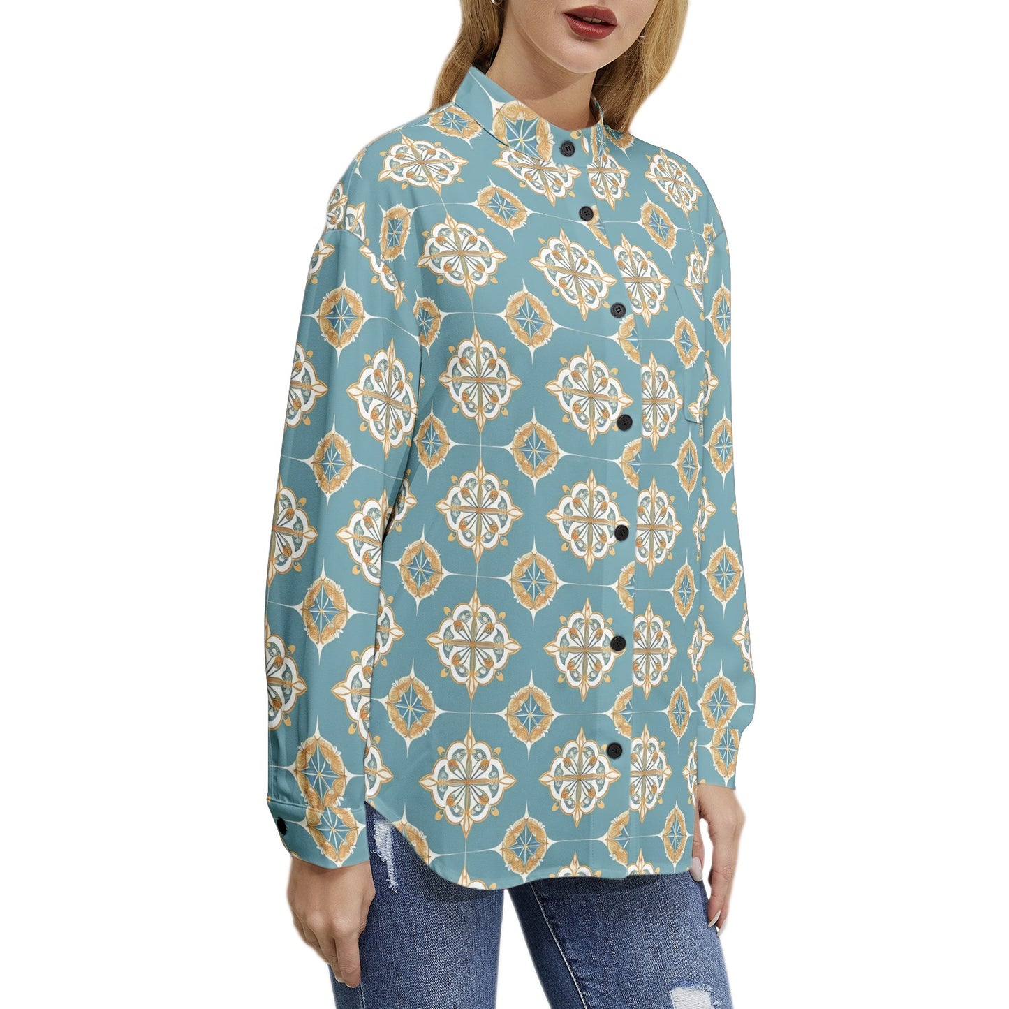 Long Sleeve Button Up Casual Shirt Top