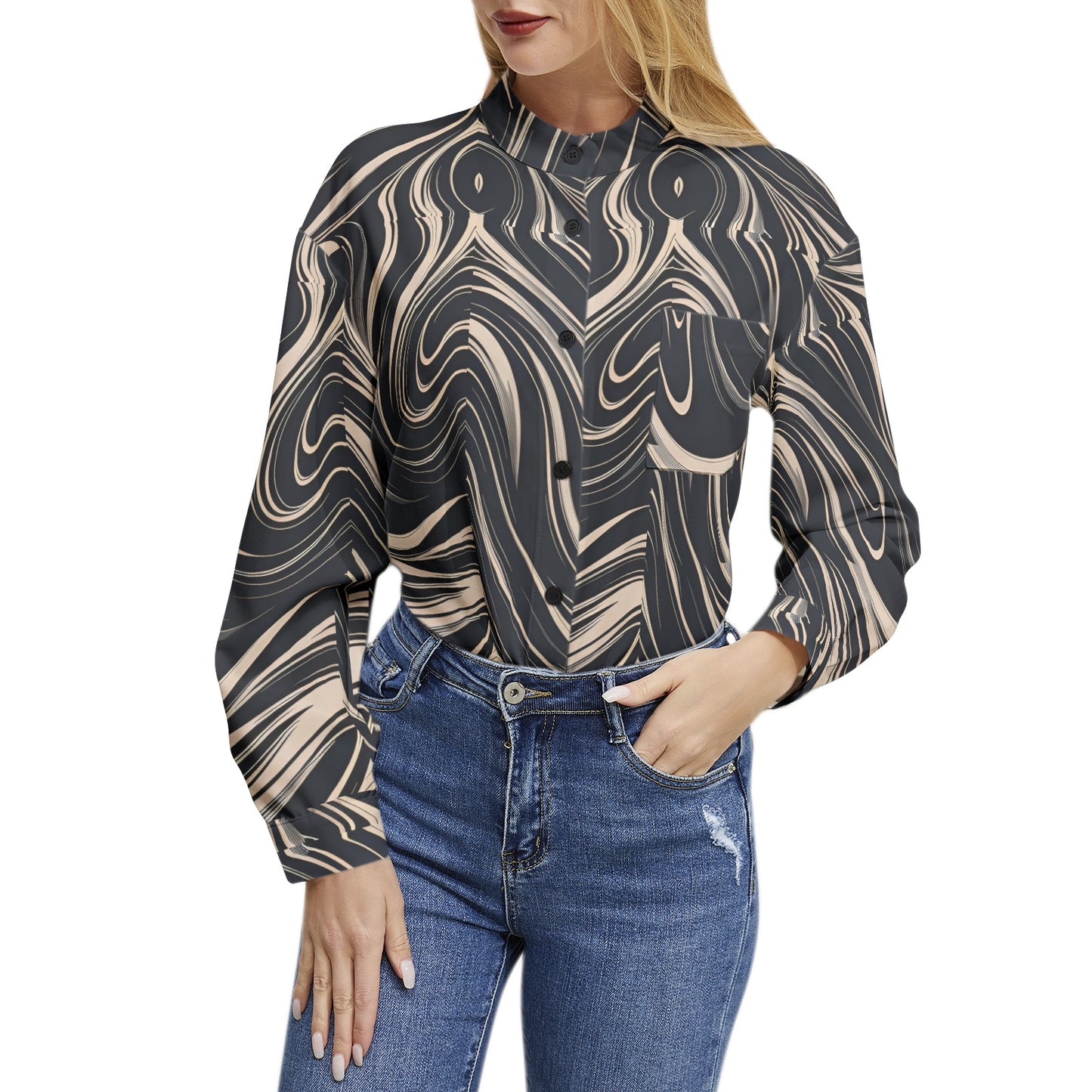 Long Sleeve Button Up Casual Shirt Top