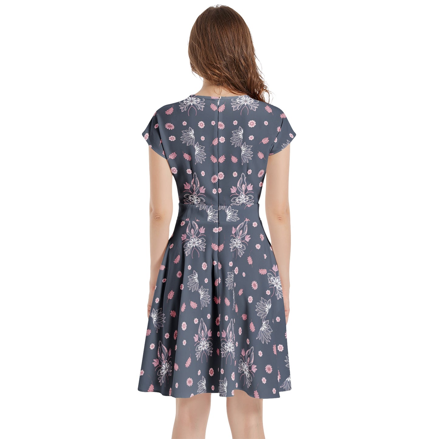 Short Sleeve Casual A-Line Midi Dress