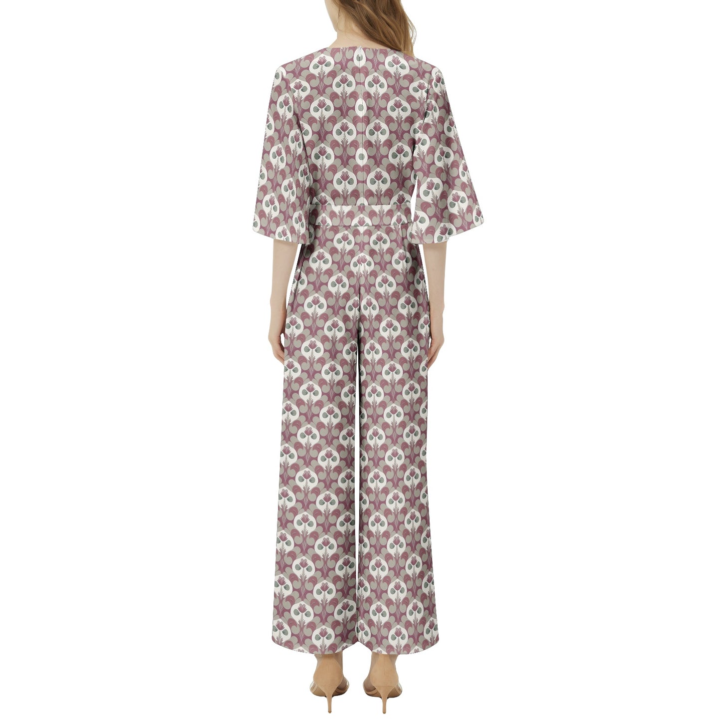 Dolman Sleeve Belted Wide Leg Jumpsuit