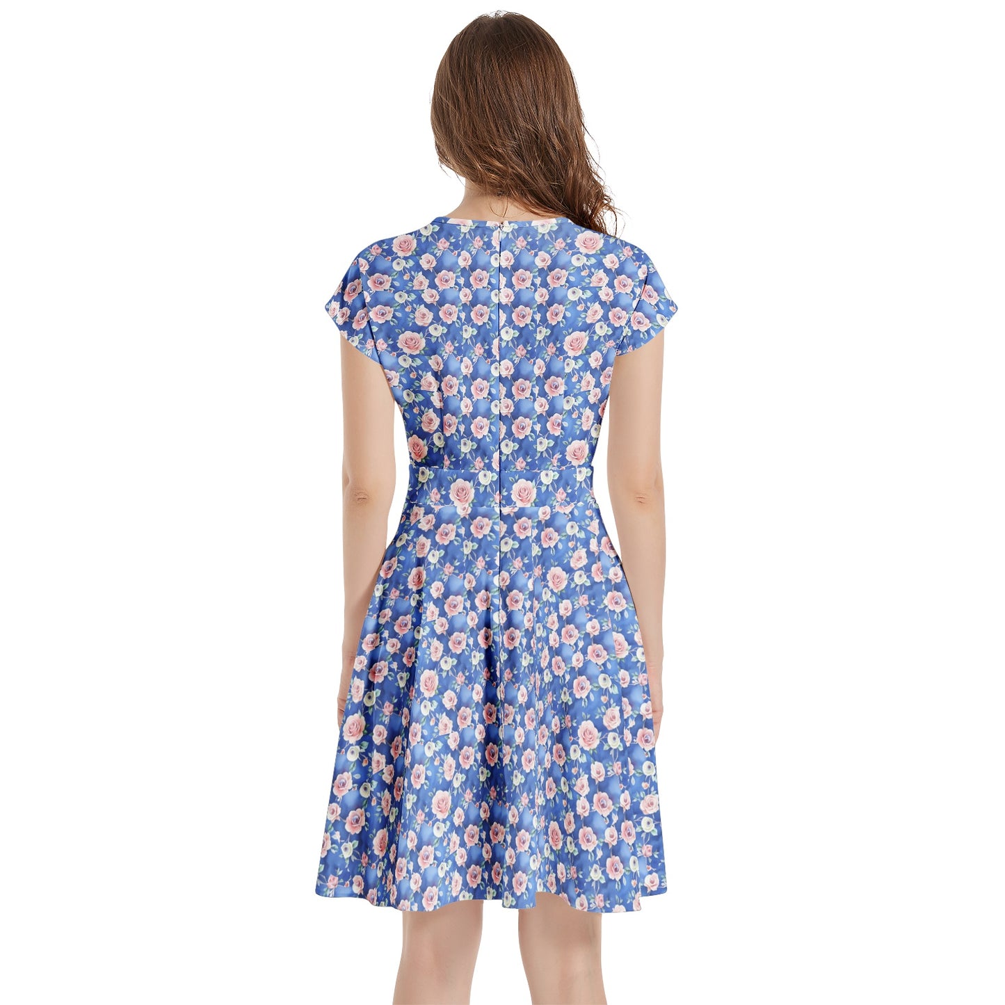 Short Sleeve Casual A-Line Midi Dress