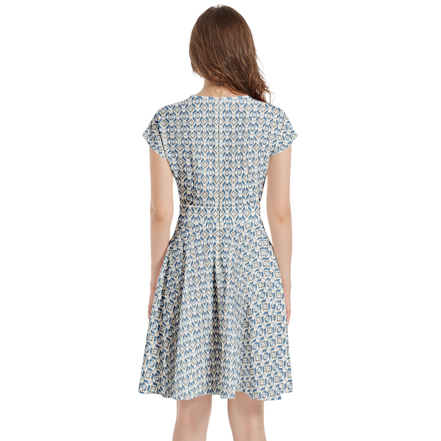 Short Sleeve Casual A-Line Midi Dress