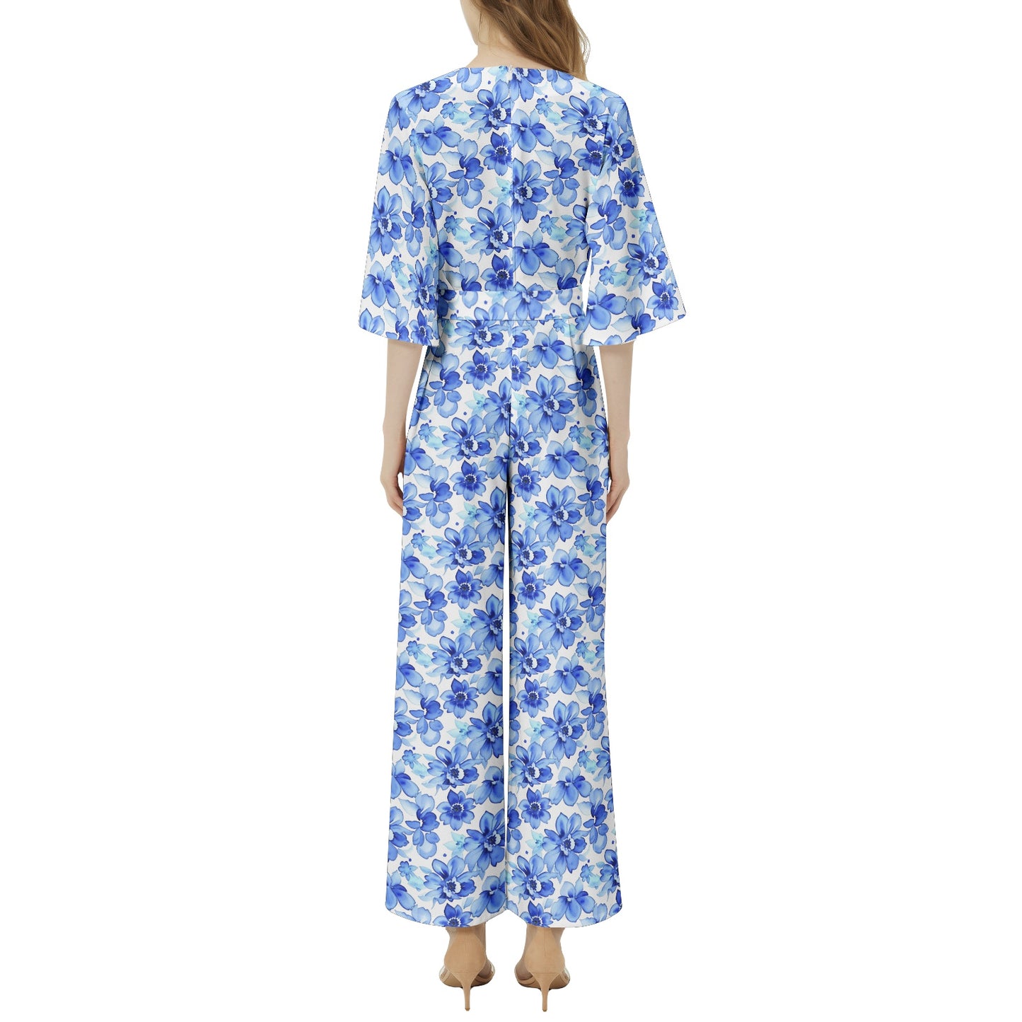 Dolman Sleeve Belted Wide Leg Jumpsuit