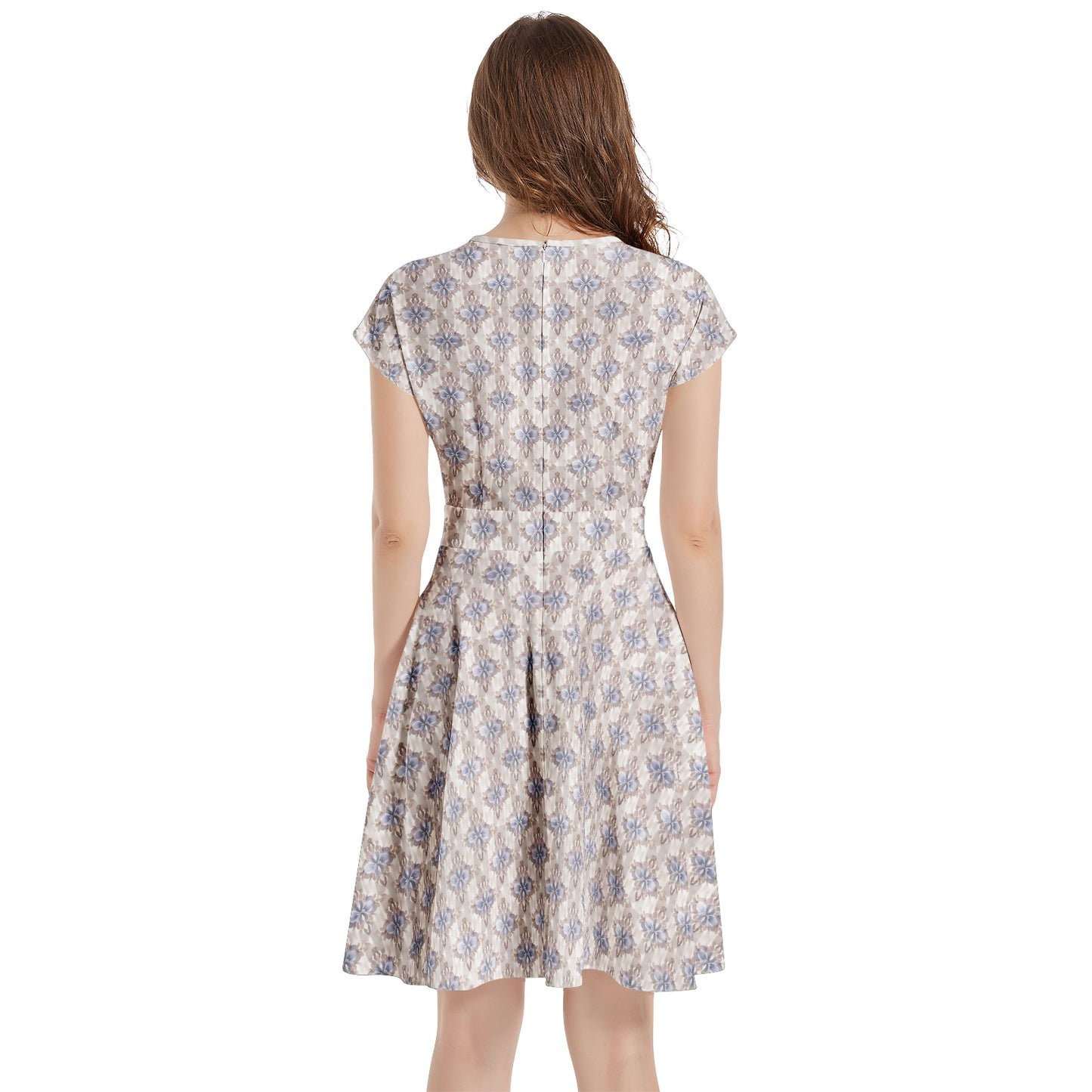 Short Sleeve Casual A-Line Midi Dress