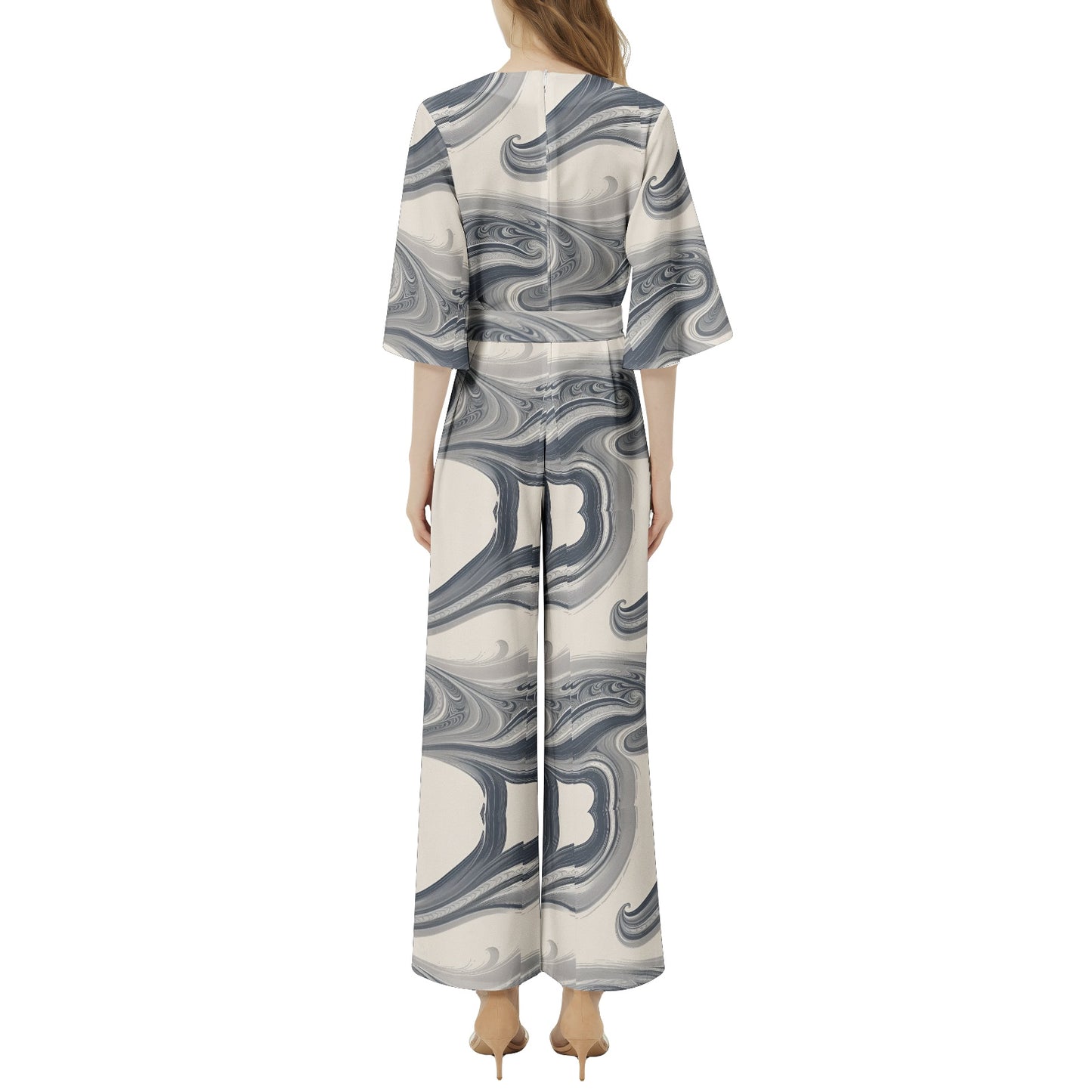 Dolman Sleeve Belted Wide Leg Jumpsuit