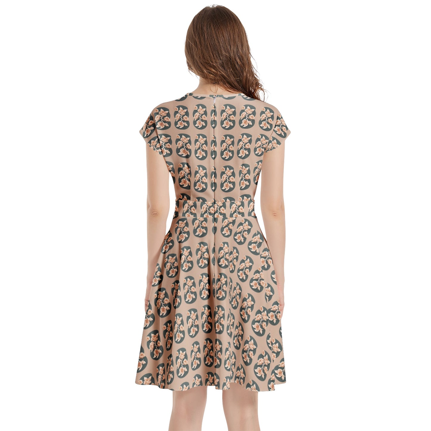 Short Sleeve Casual A-Line Midi Dress