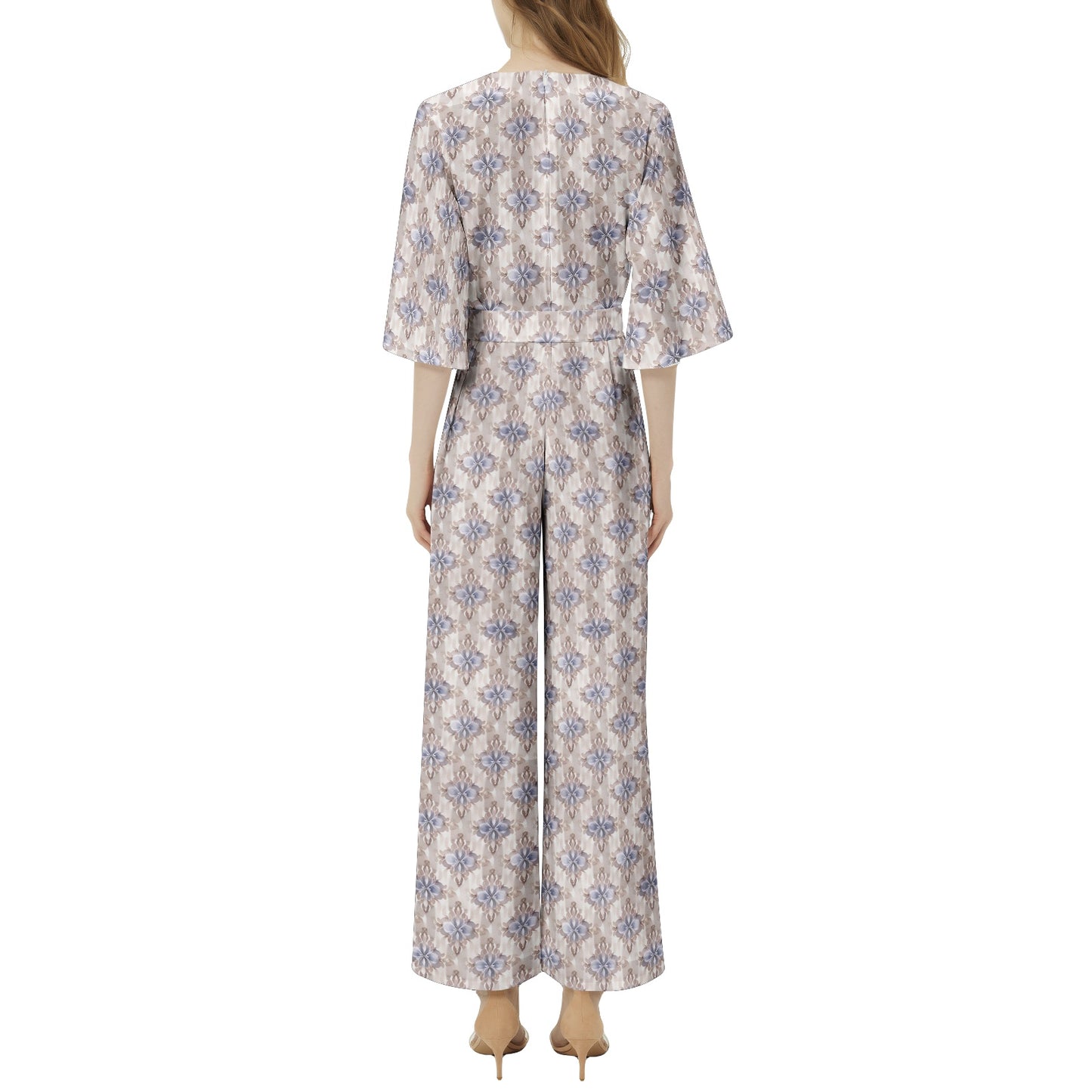 Dolman Sleeve Belted Wide Leg Jumpsuit