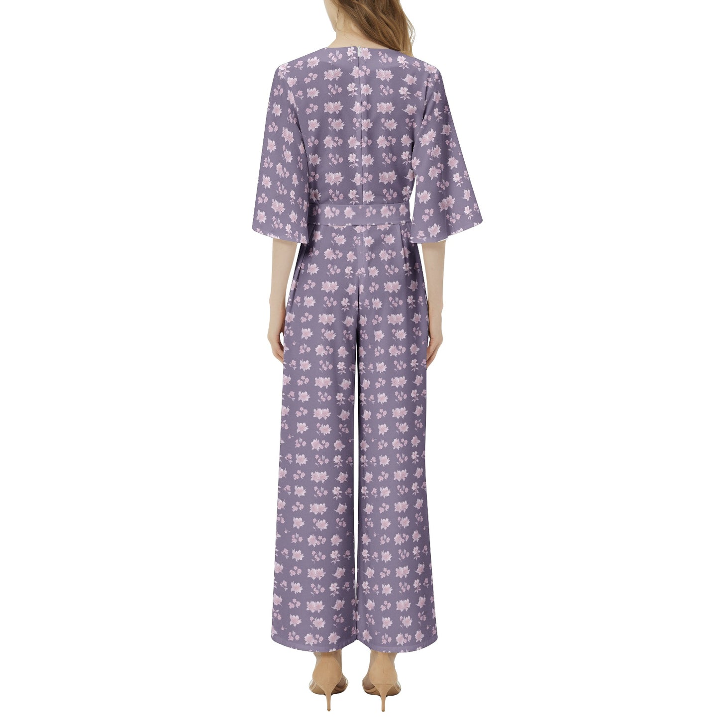 Dolman Sleeve Belted Wide Leg Jumpsuit