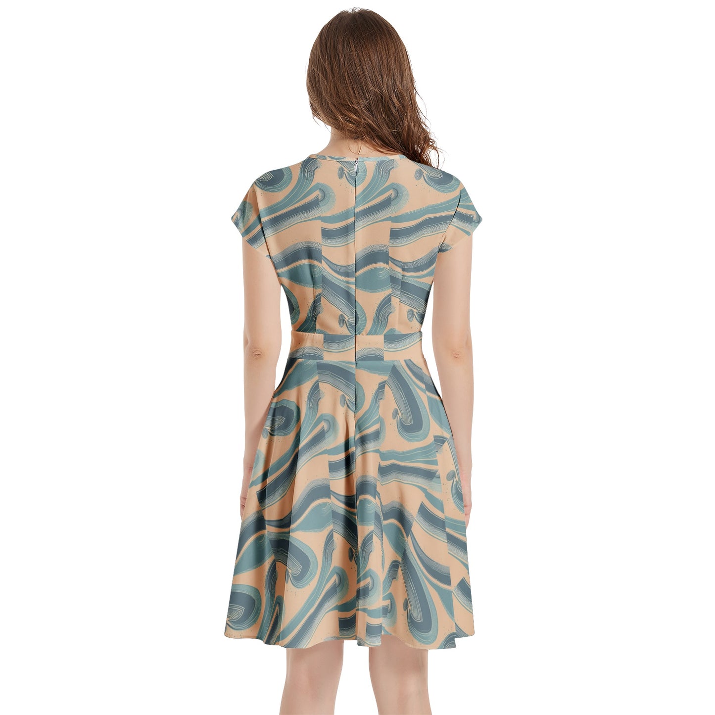 Short Sleeve Casual A-Line Midi Dress