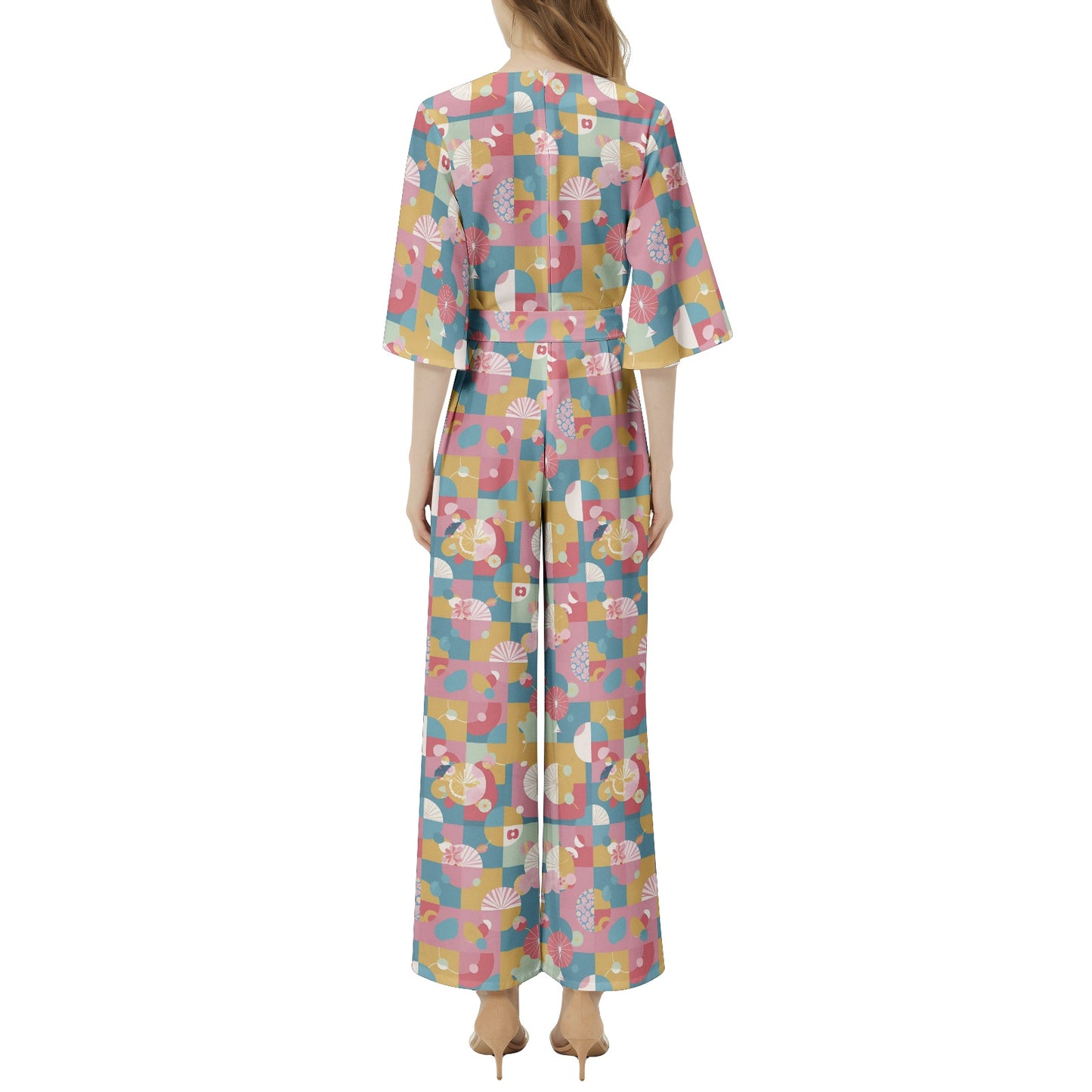 Dolman Sleeve Belted Wide Leg Jumpsuit