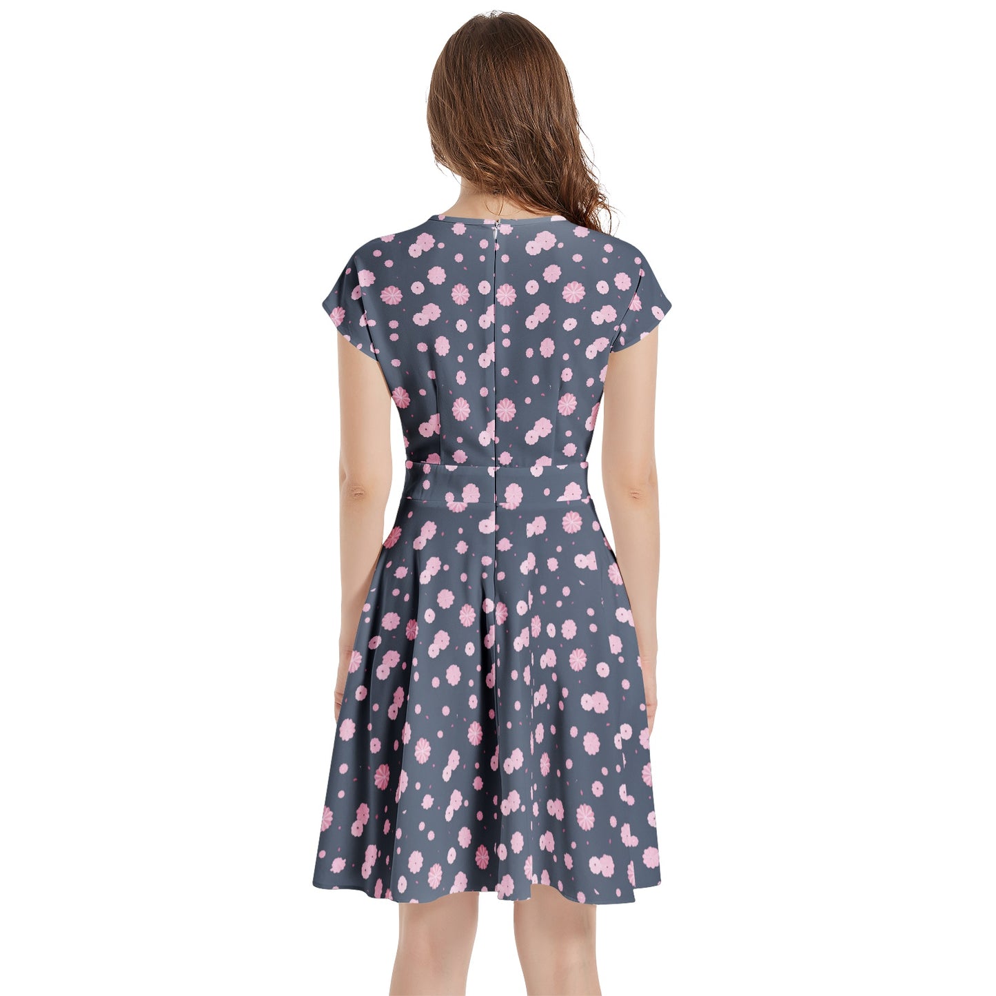 Short Sleeve Casual A-Line Midi Dress
