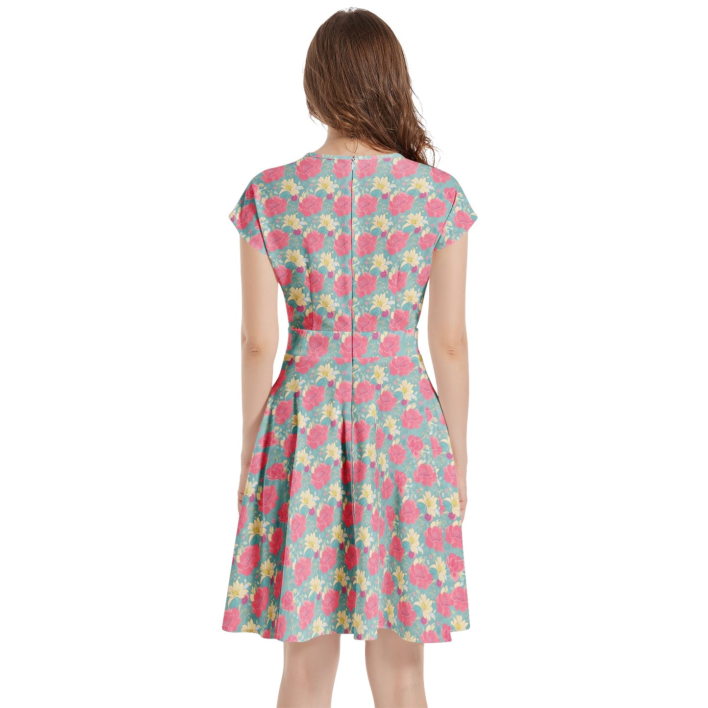 Short Sleeve Casual A-Line Midi Dress