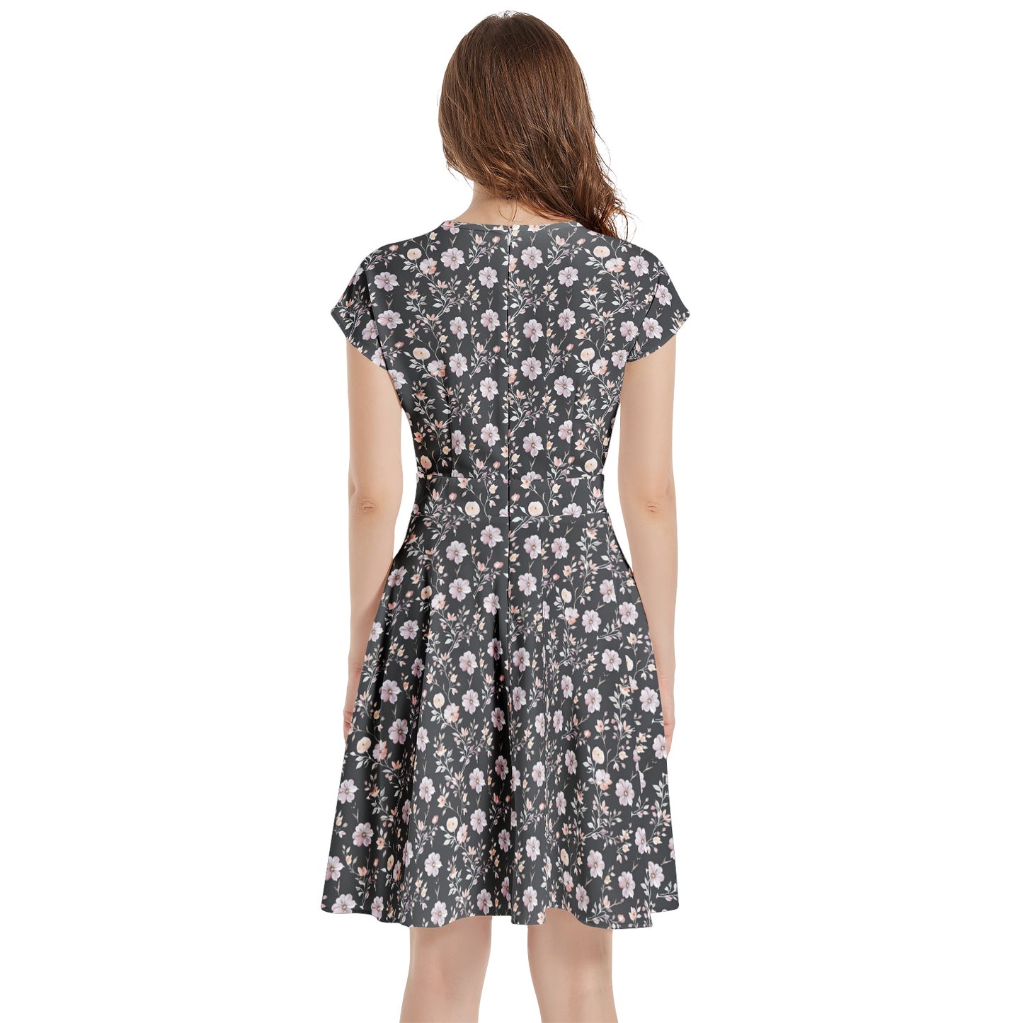 Short Sleeve Casual A-Line Midi Dress