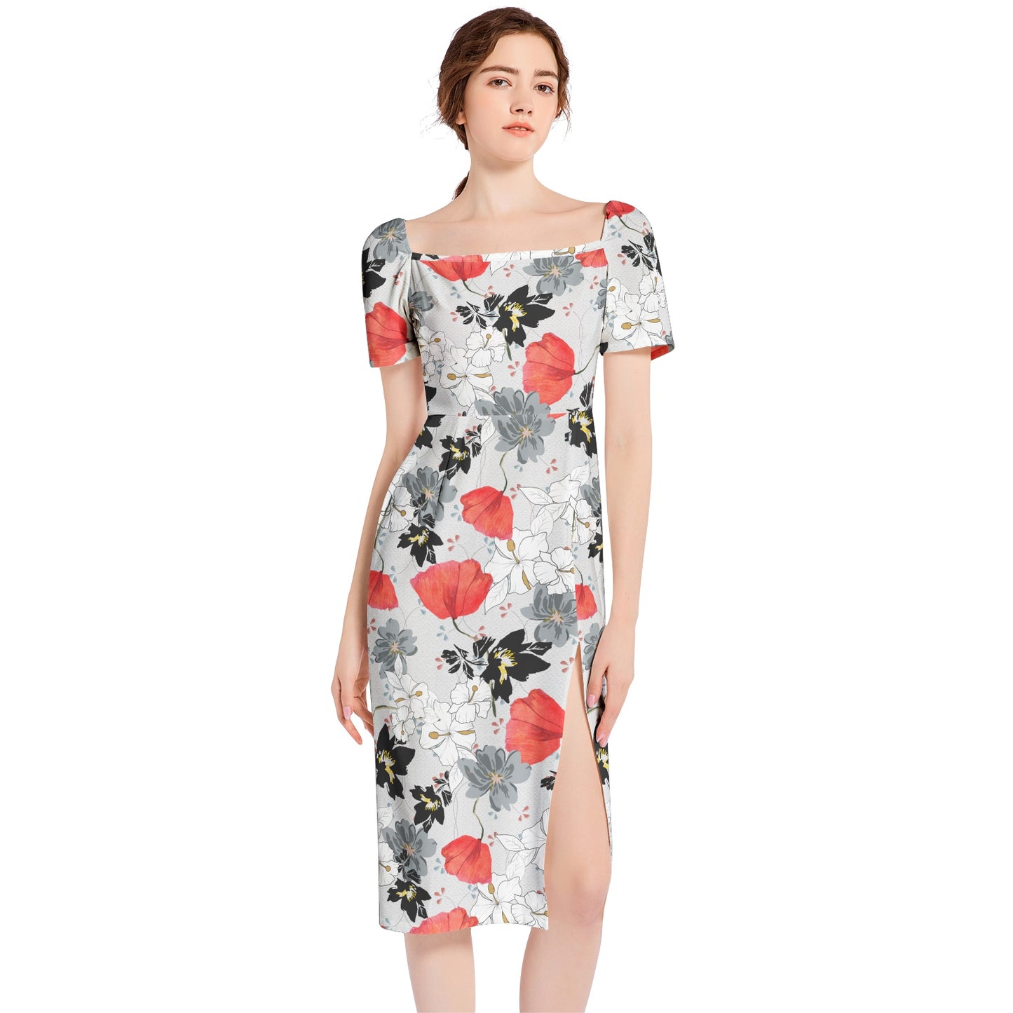 Split Thigh Midi Bodycon Dress