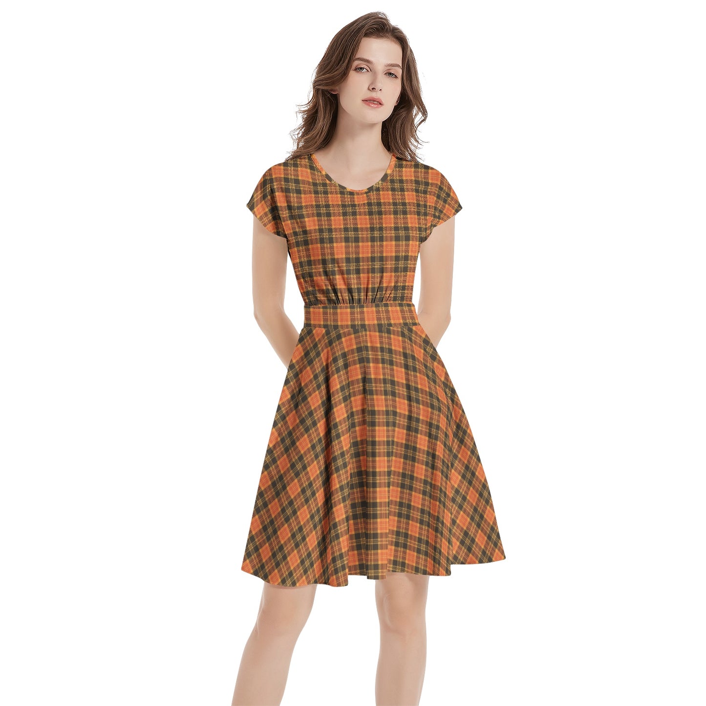 Short Sleeve  Casual A-Line Midi Dress