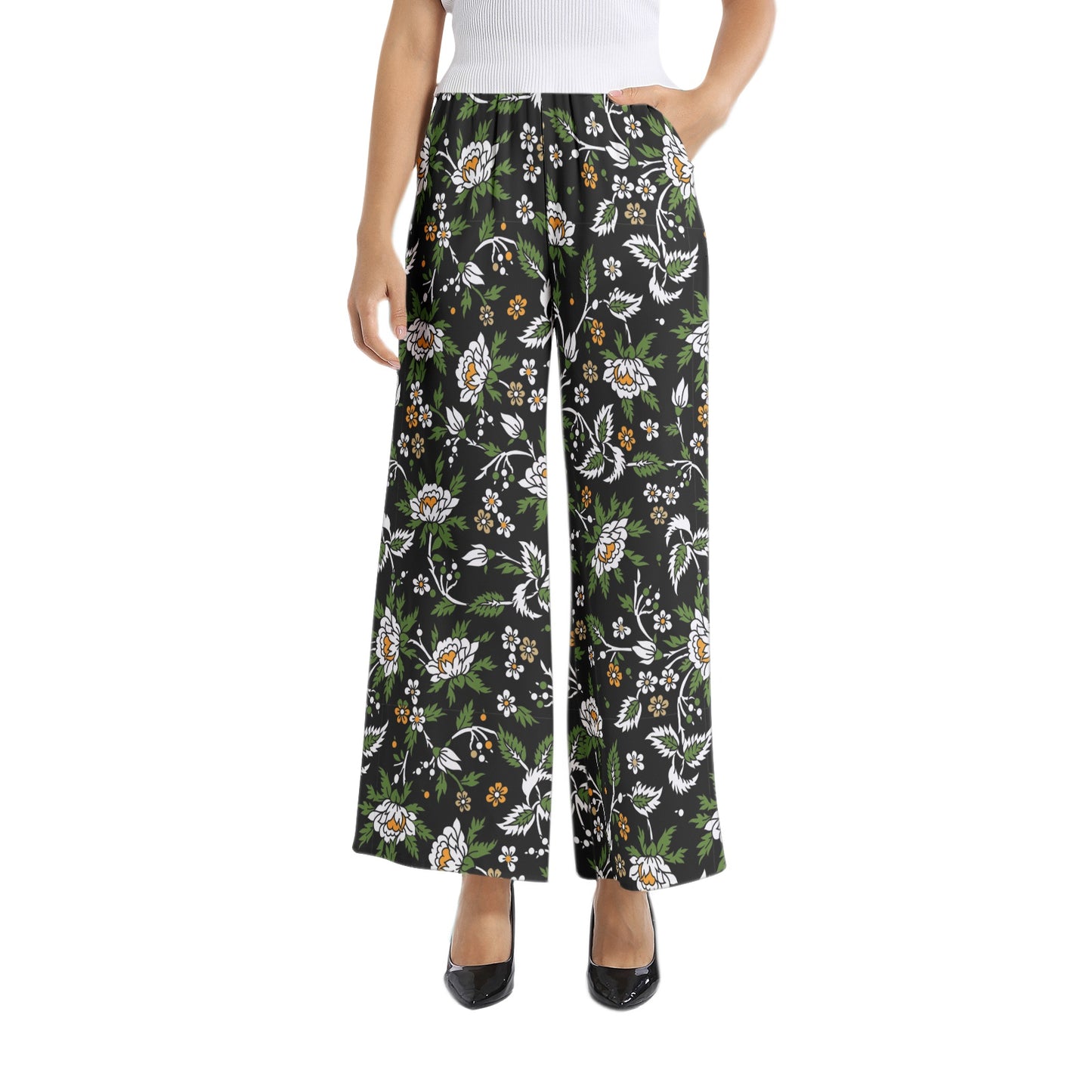 Elastic Waist Wide Leg Pant