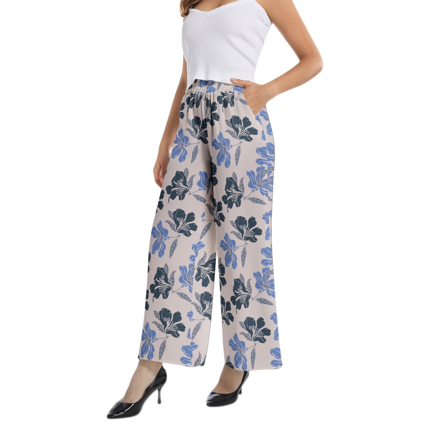 Elastic Waist Wide Leg Pant