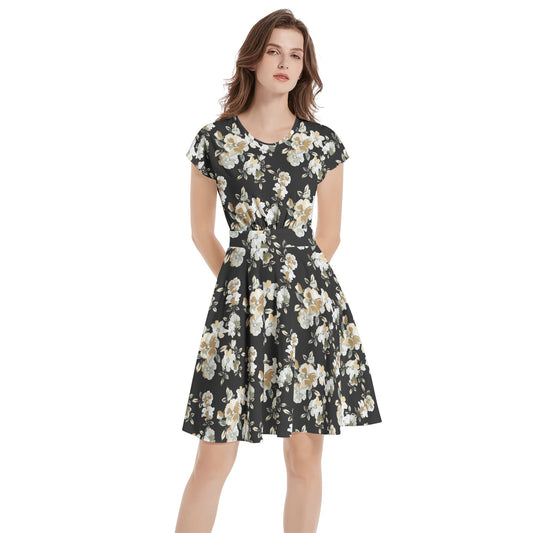 Short Sleeve  Casual A-Line Midi Dress