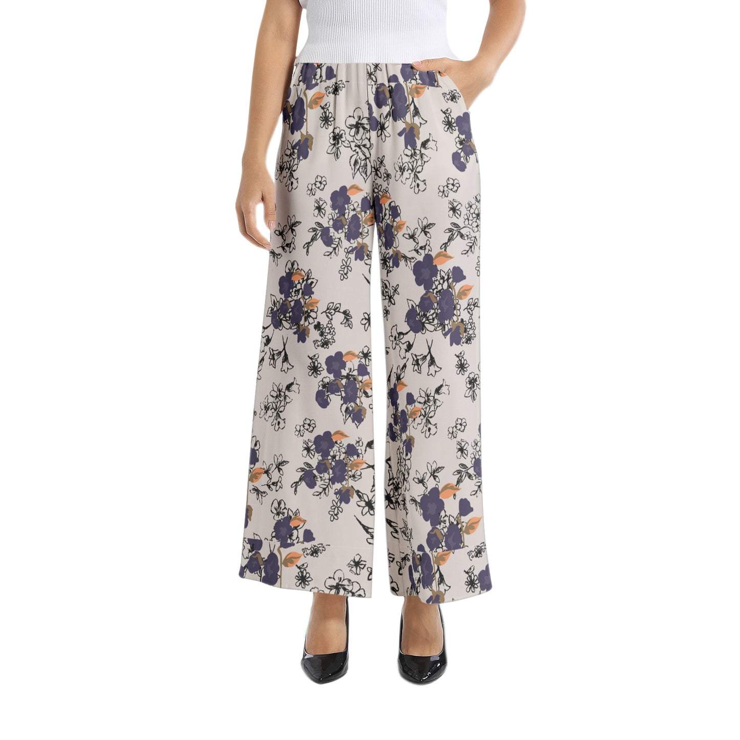 Elastic Waist Wide Leg Pant